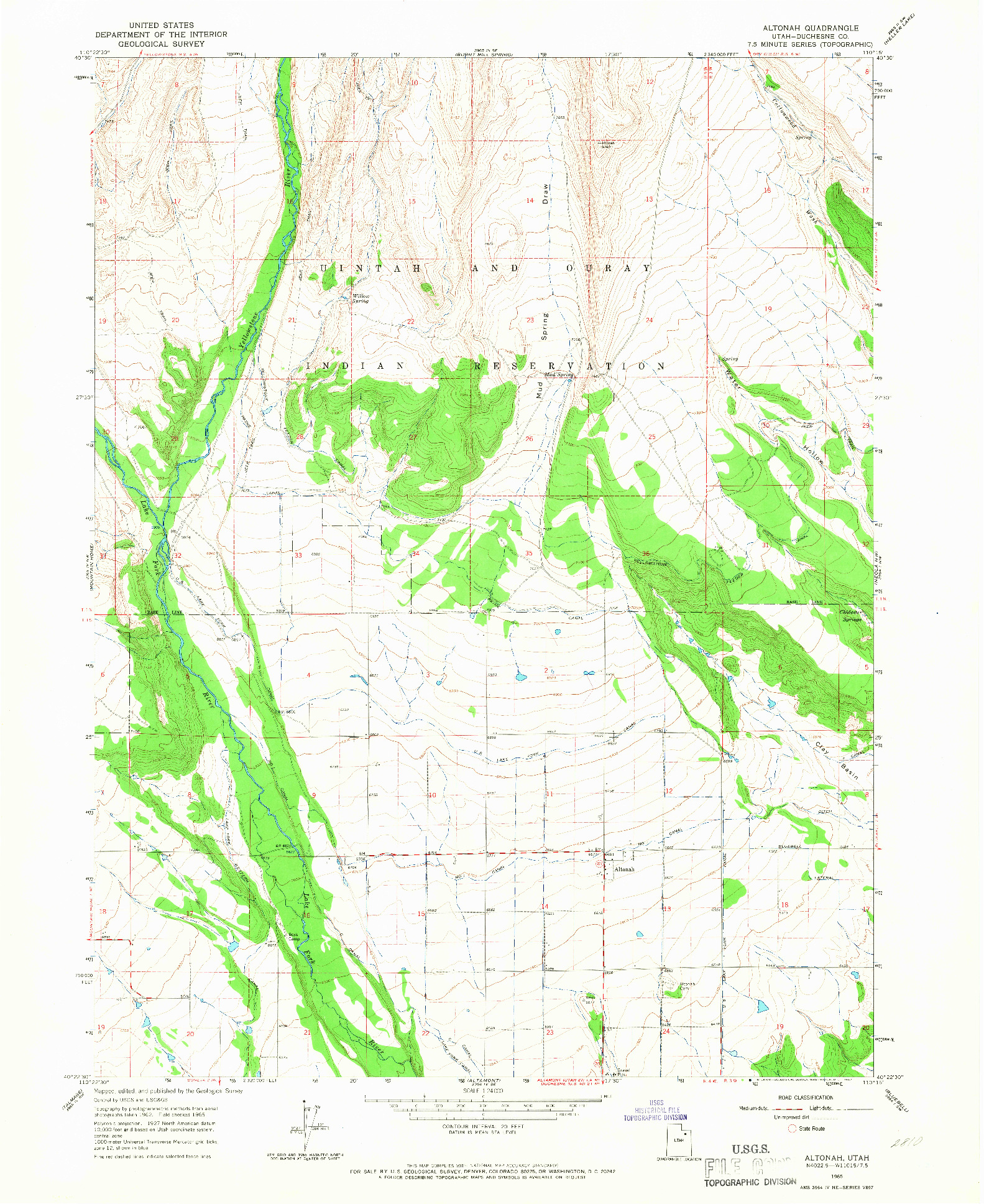 USGS 1:24000-SCALE QUADRANGLE FOR ALTONAH, UT 1965