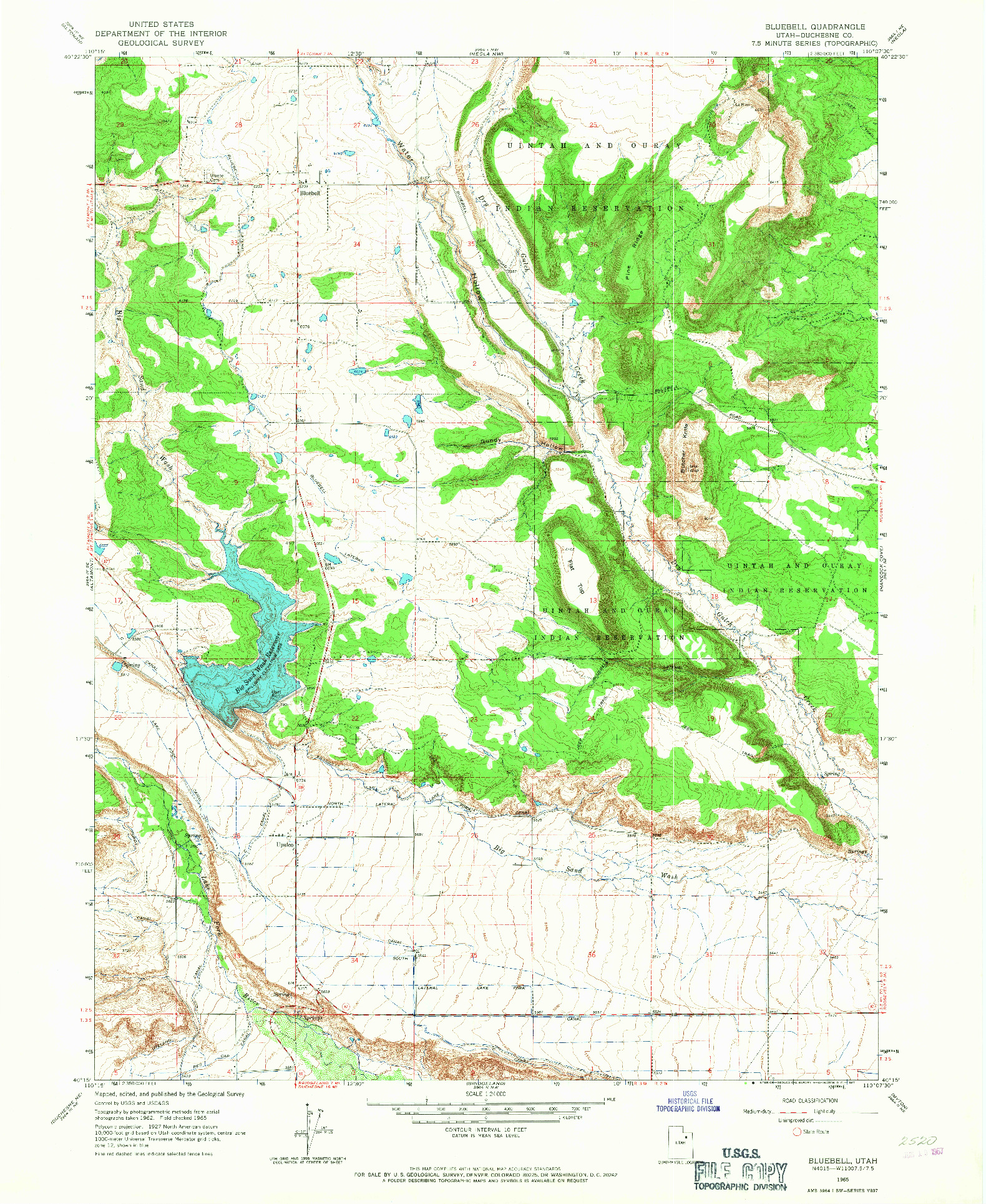 USGS 1:24000-SCALE QUADRANGLE FOR BLUEBELL, UT 1965