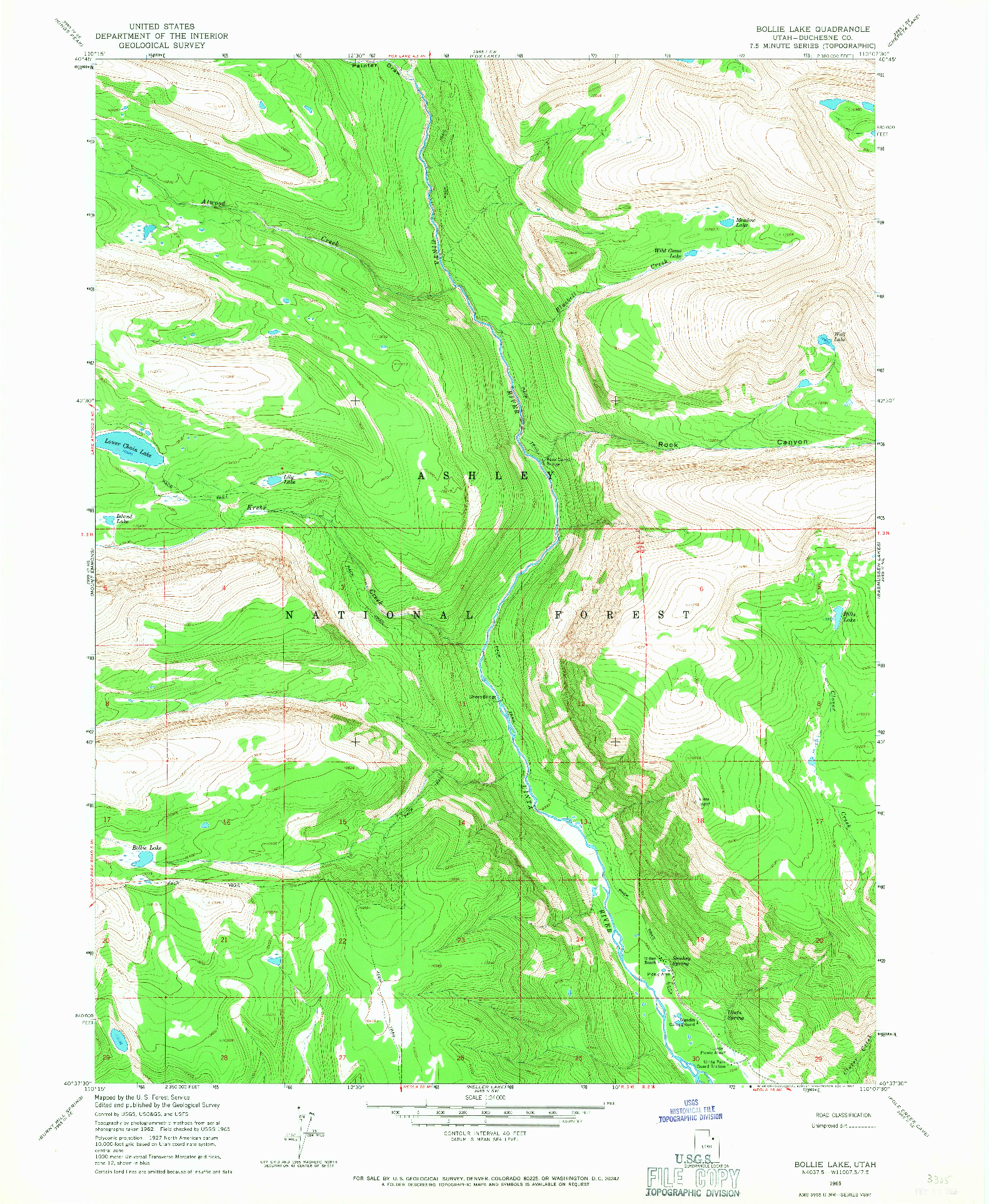 USGS 1:24000-SCALE QUADRANGLE FOR BOLLIE LAKE, UT 1965