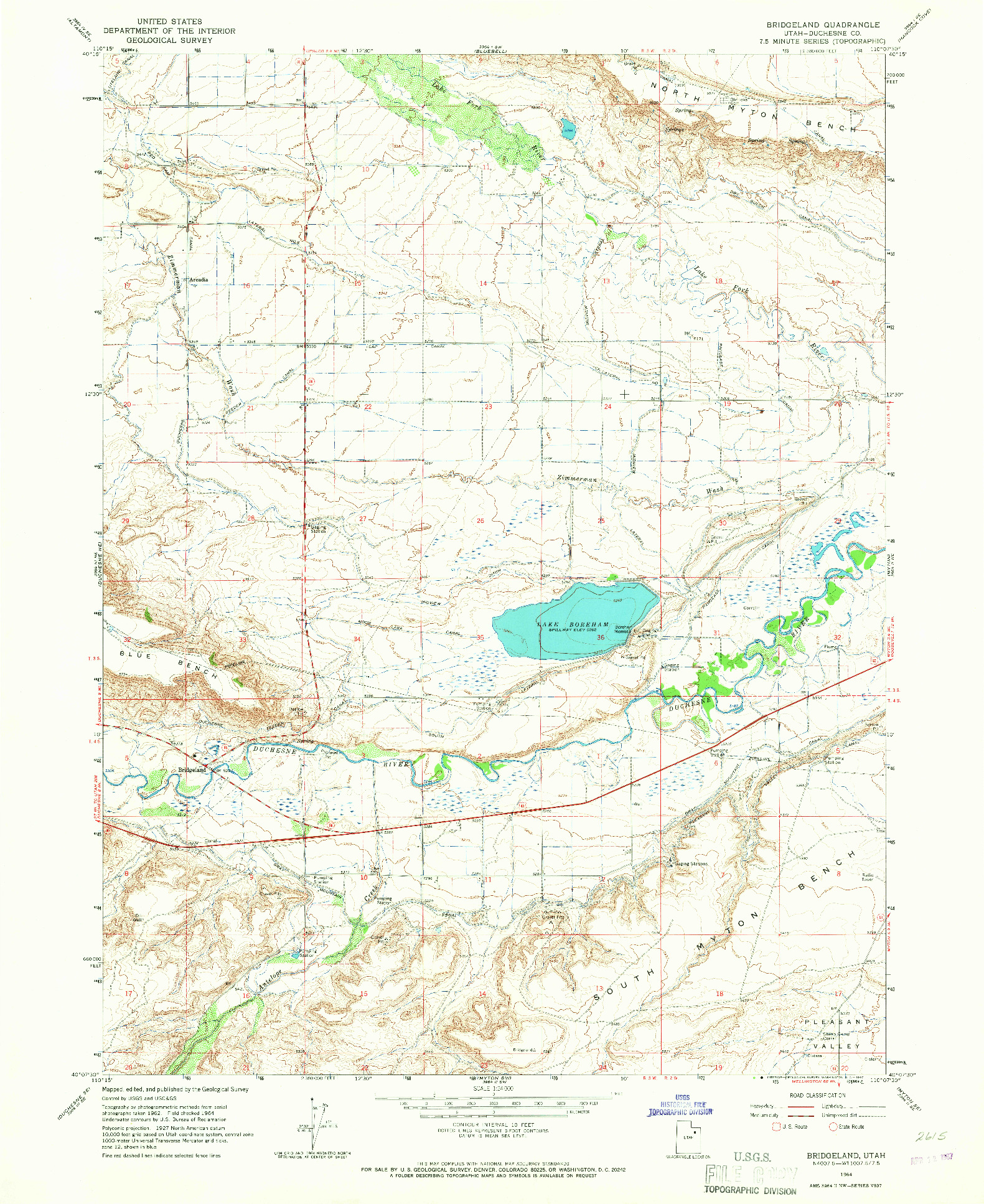 USGS 1:24000-SCALE QUADRANGLE FOR BRIDGELAND, UT 1964