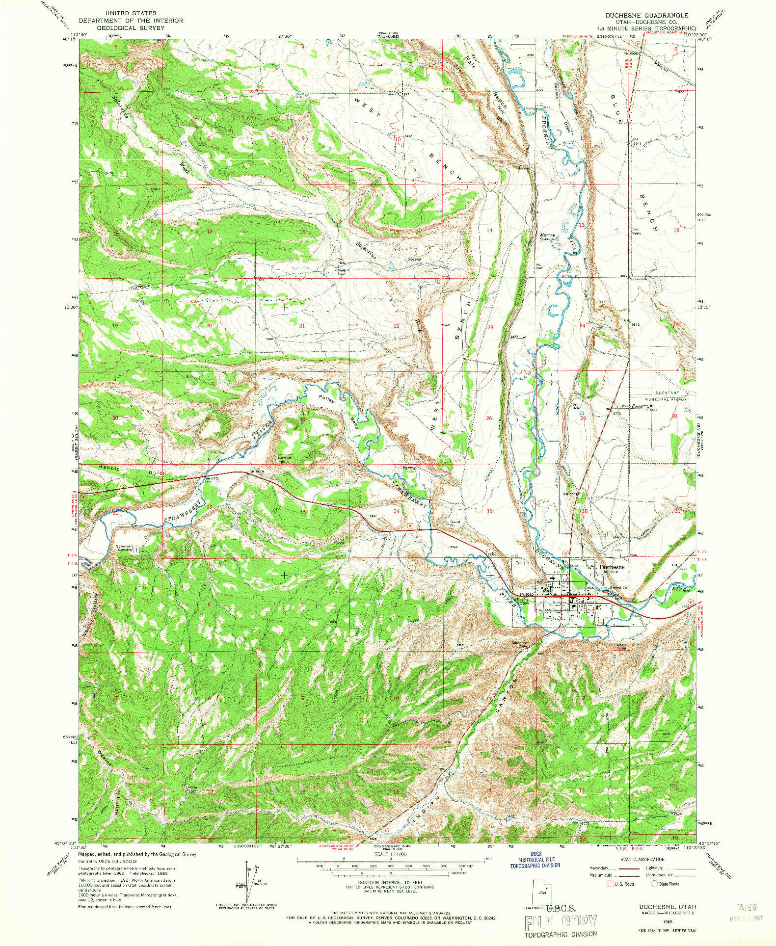 USGS 1:24000-SCALE QUADRANGLE FOR DUCHESNE, UT 1965