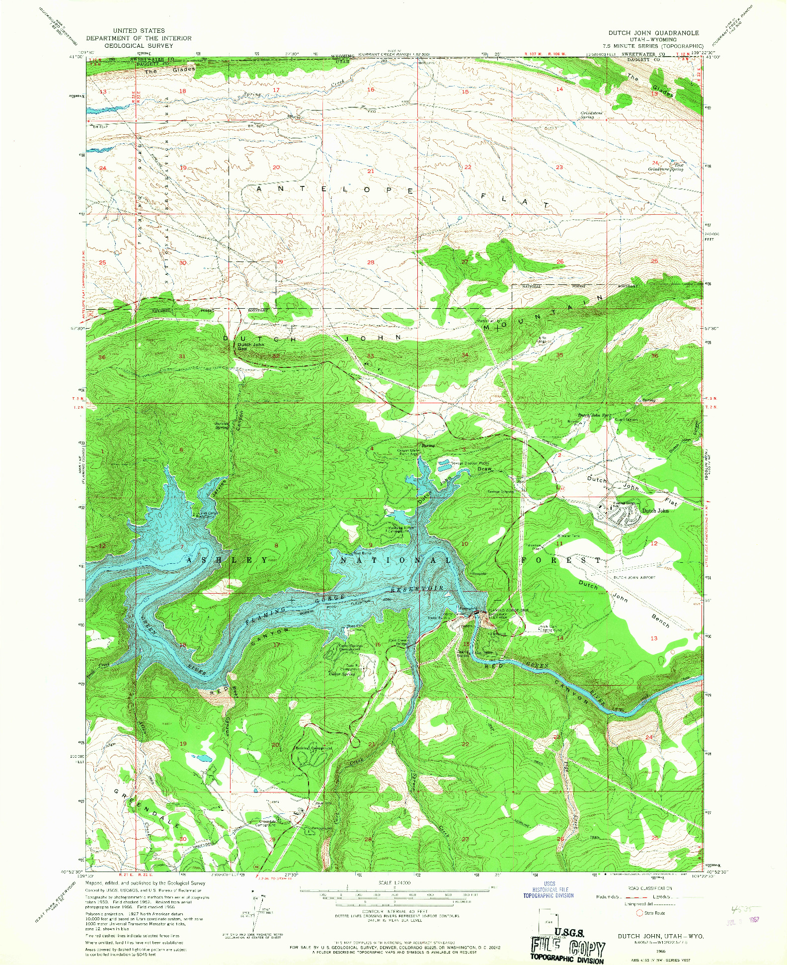 USGS 1:24000-SCALE QUADRANGLE FOR DUTCH JOHN, UT 1966