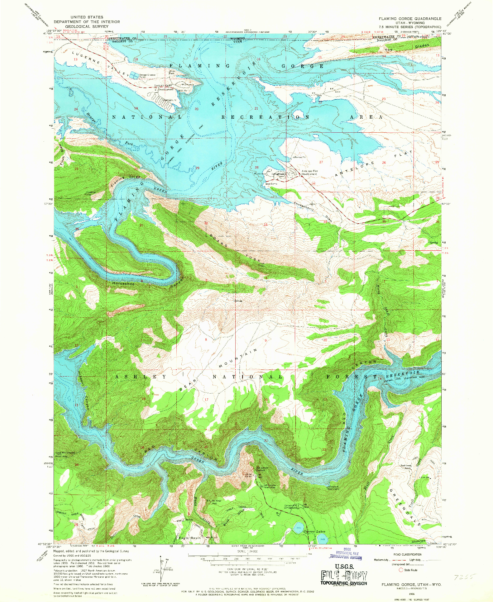 USGS 1:24000-SCALE QUADRANGLE FOR FLAMING GORGE, UT 1966