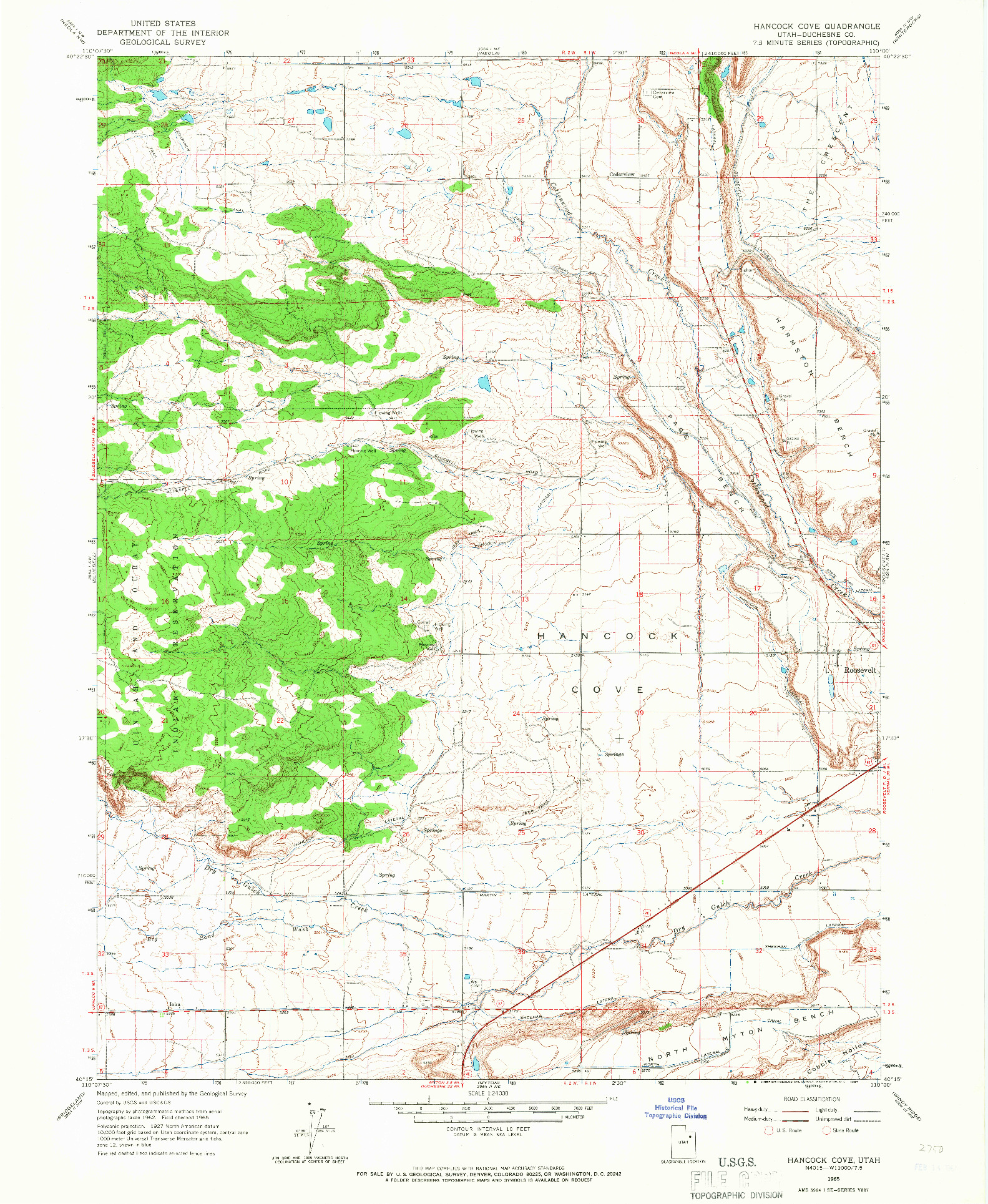 USGS 1:24000-SCALE QUADRANGLE FOR HANCOCK COVE, UT 1965