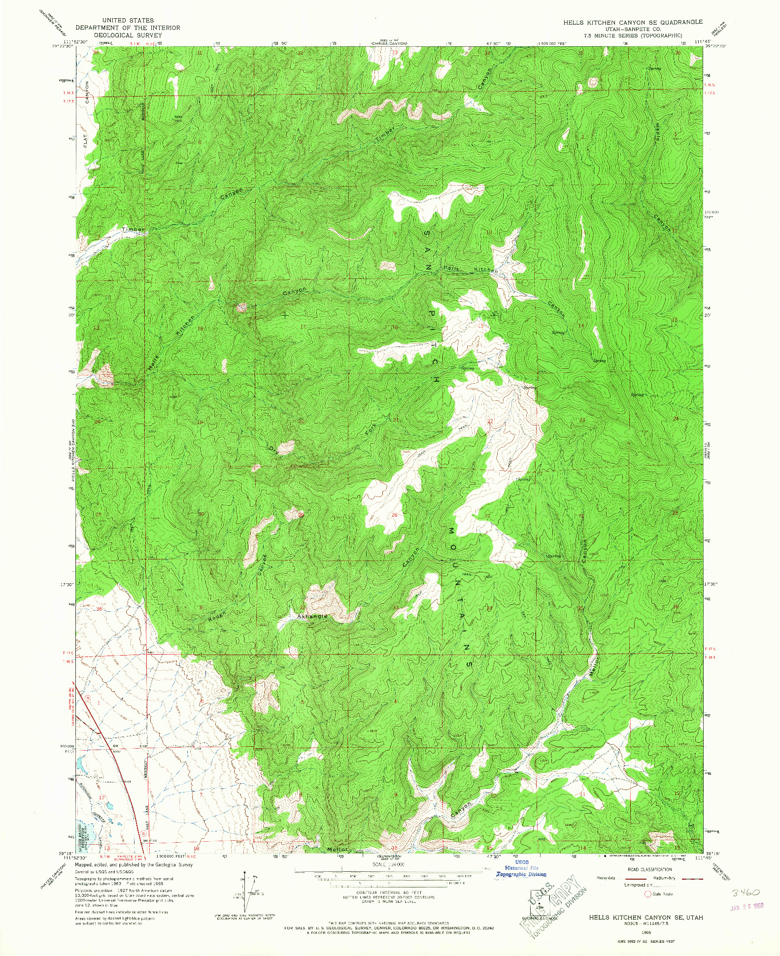 USGS 1:24000-SCALE QUADRANGLE FOR HELLS KITCHEN CANYON SE, UT 1965