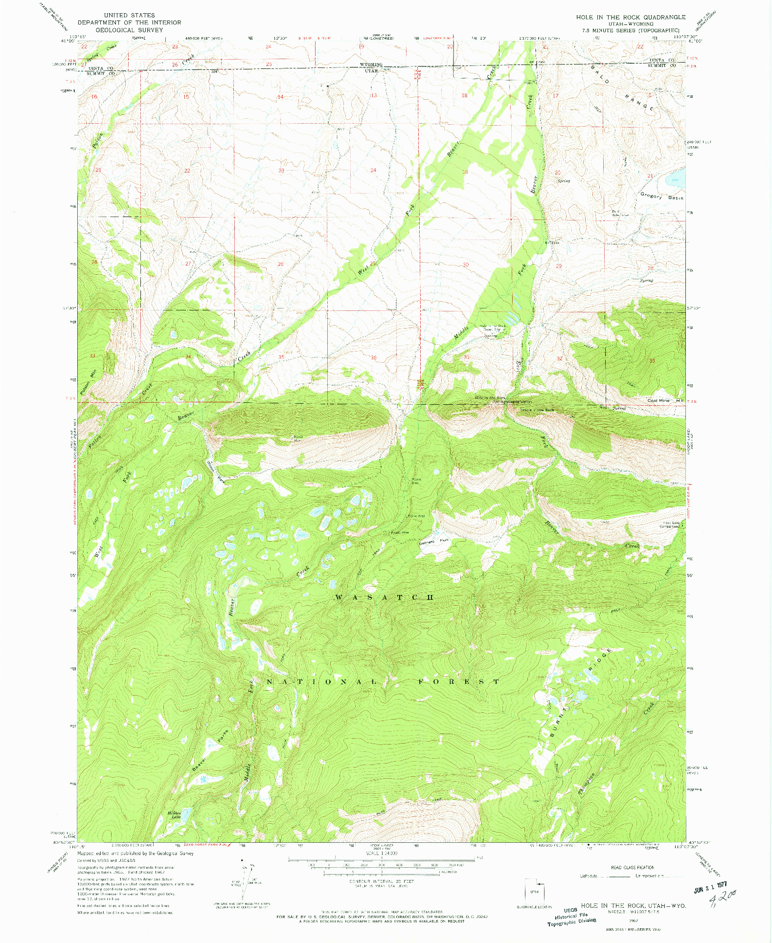 USGS 1:24000-SCALE QUADRANGLE FOR HOLE IN THE ROCK, UT 1967