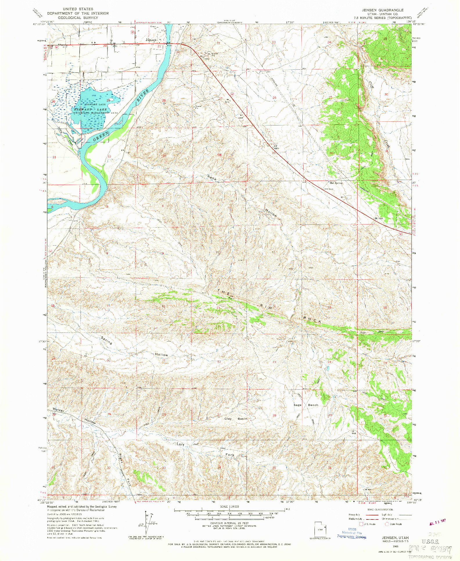 USGS 1:24000-SCALE QUADRANGLE FOR JENSEN, UT 1965