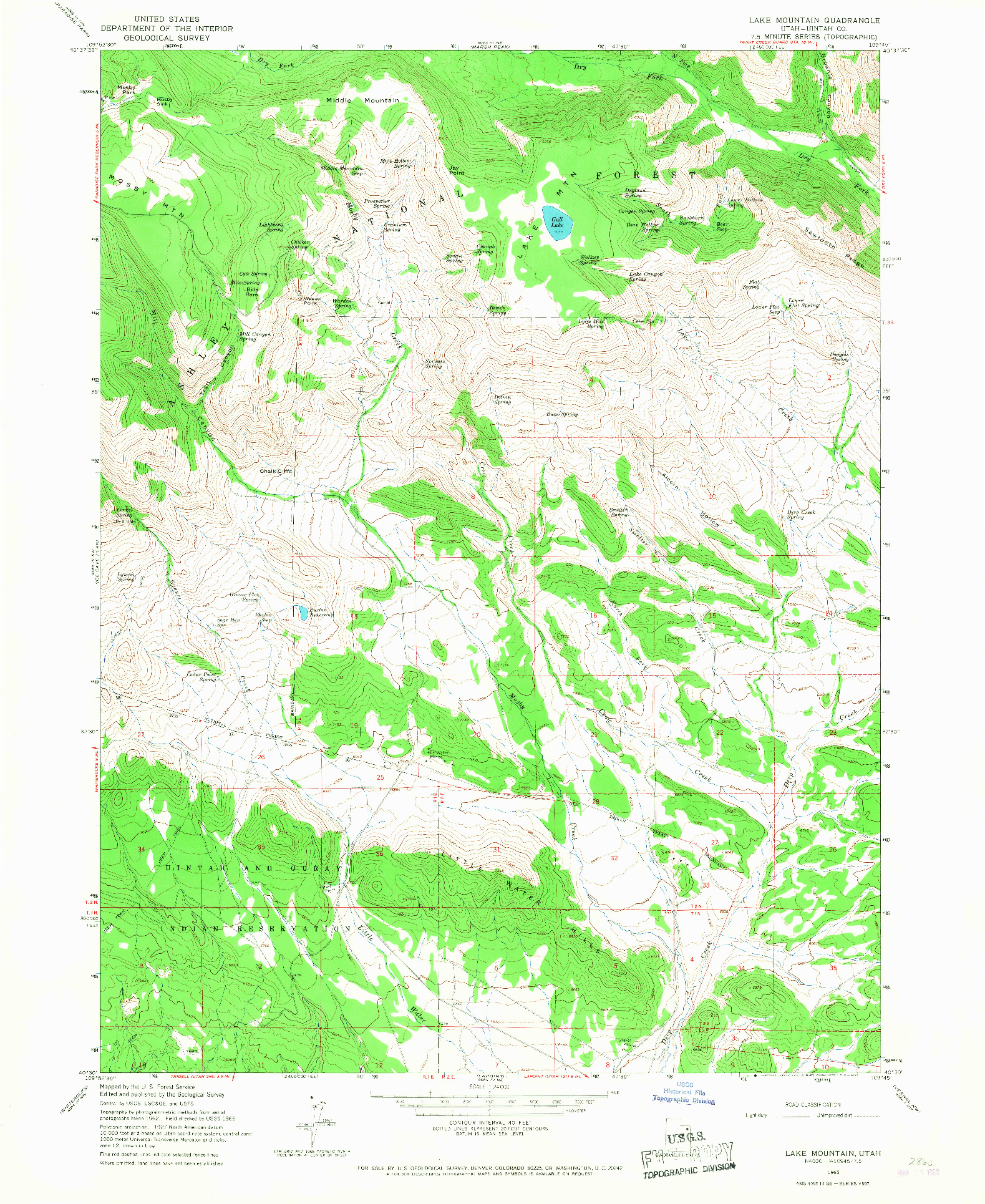 USGS 1:24000-SCALE QUADRANGLE FOR LAKE MOUNTAIN, UT 1965