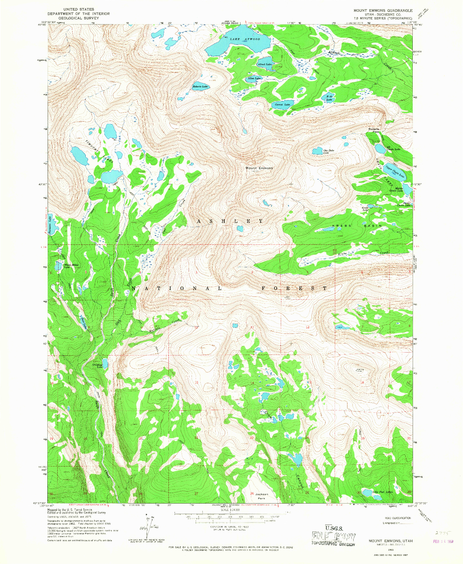 USGS 1:24000-SCALE QUADRANGLE FOR MOUNT EMMONS, UT 1965