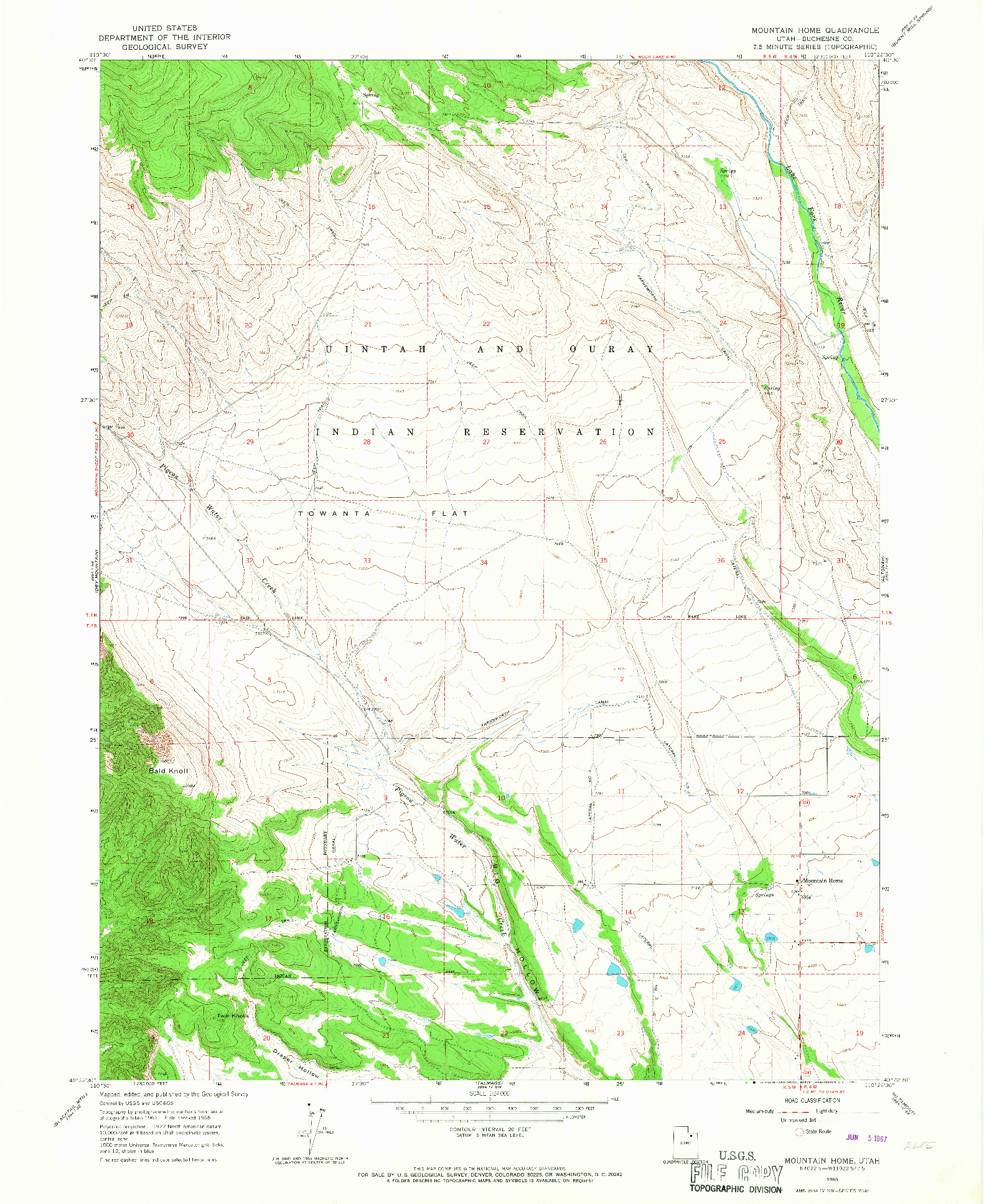 USGS 1:24000-SCALE QUADRANGLE FOR MOUNTAIN HOME, UT 1965