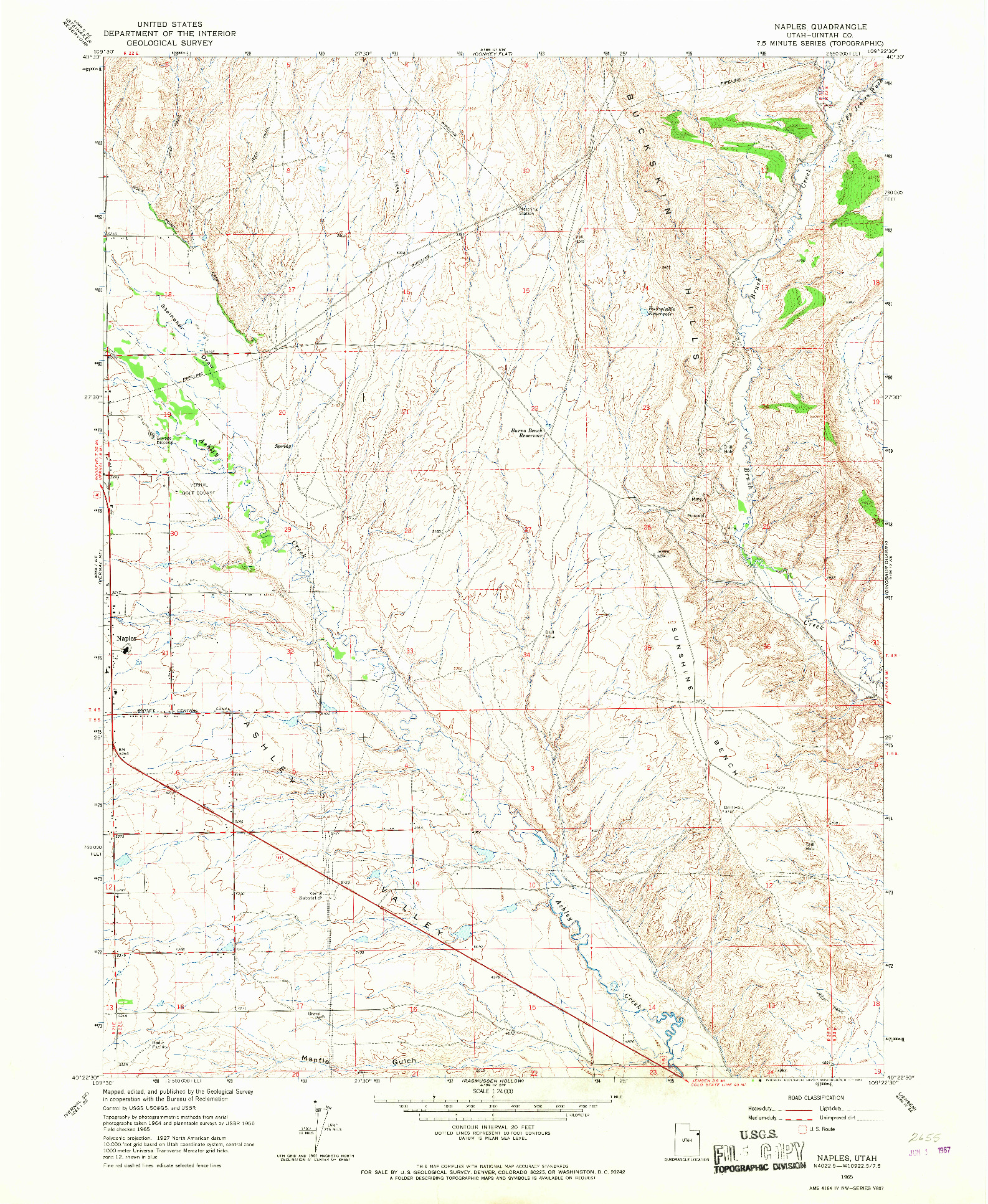 USGS 1:24000-SCALE QUADRANGLE FOR NAPLES, UT 1965