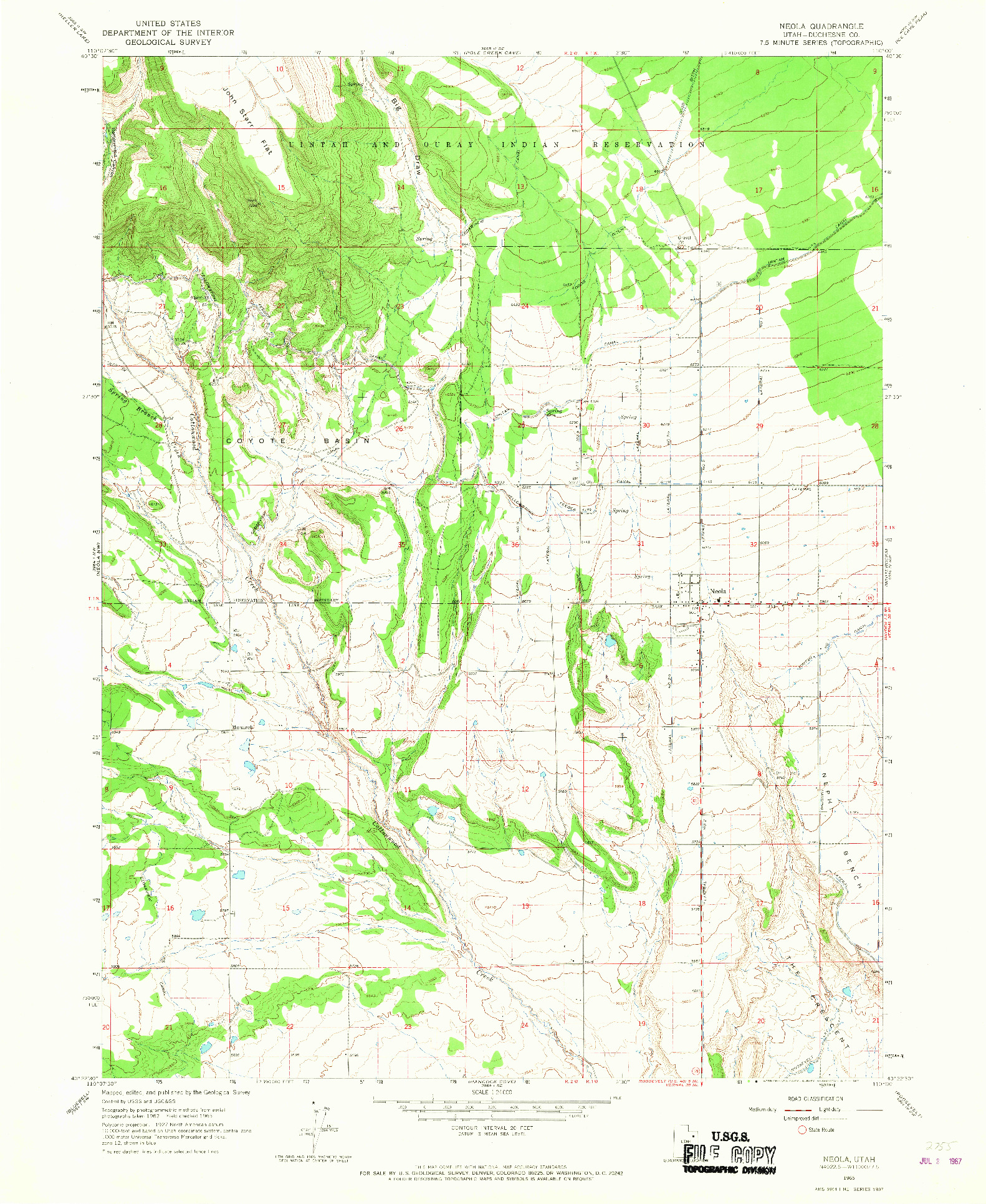 USGS 1:24000-SCALE QUADRANGLE FOR NEOLA, UT 1965