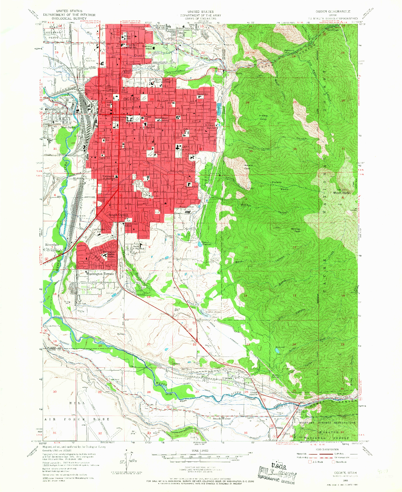 USGS 1:24000-SCALE QUADRANGLE FOR OGDEN, UT 1955