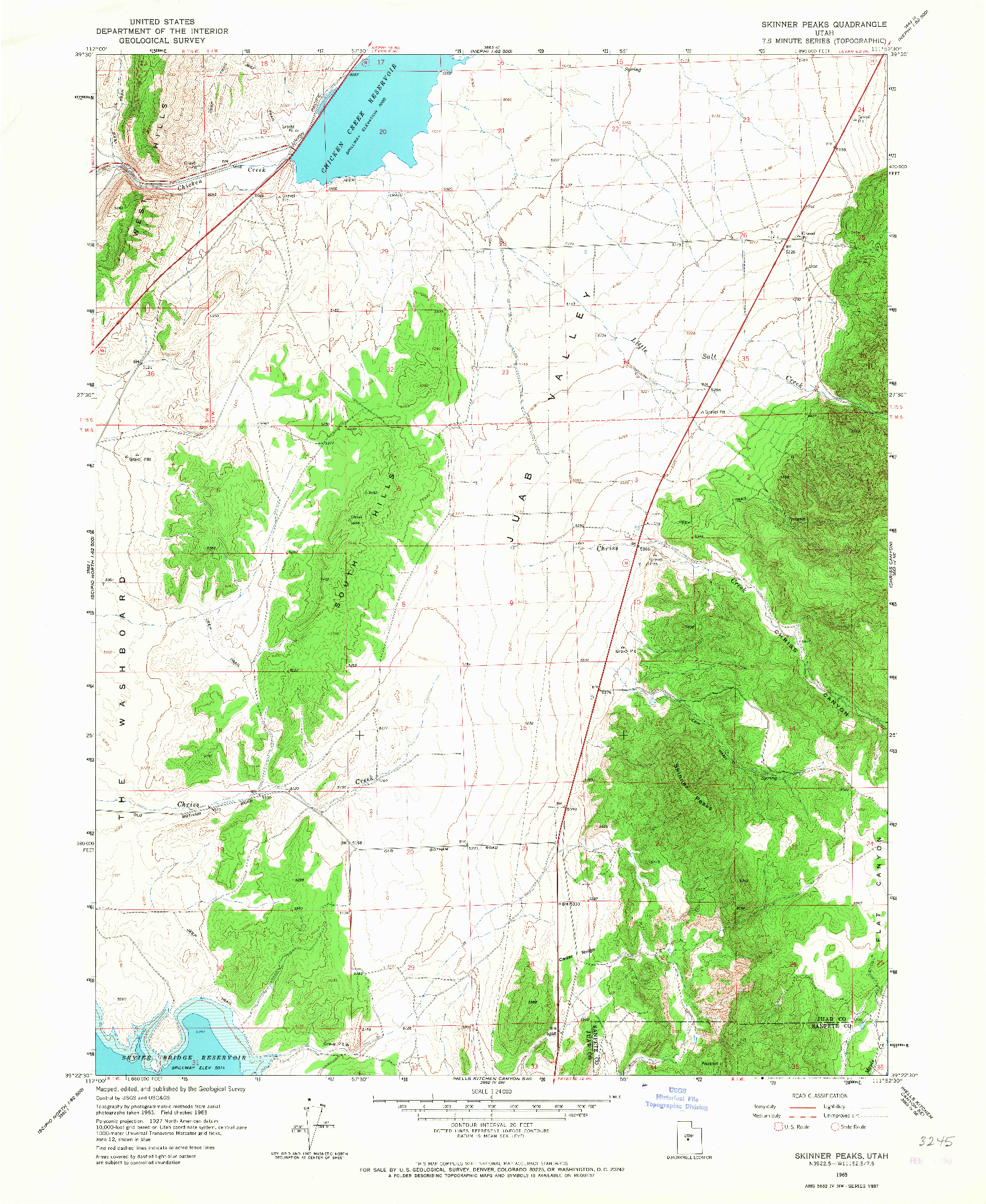 USGS 1:24000-SCALE QUADRANGLE FOR SKINNER PEAKS, UT 1965