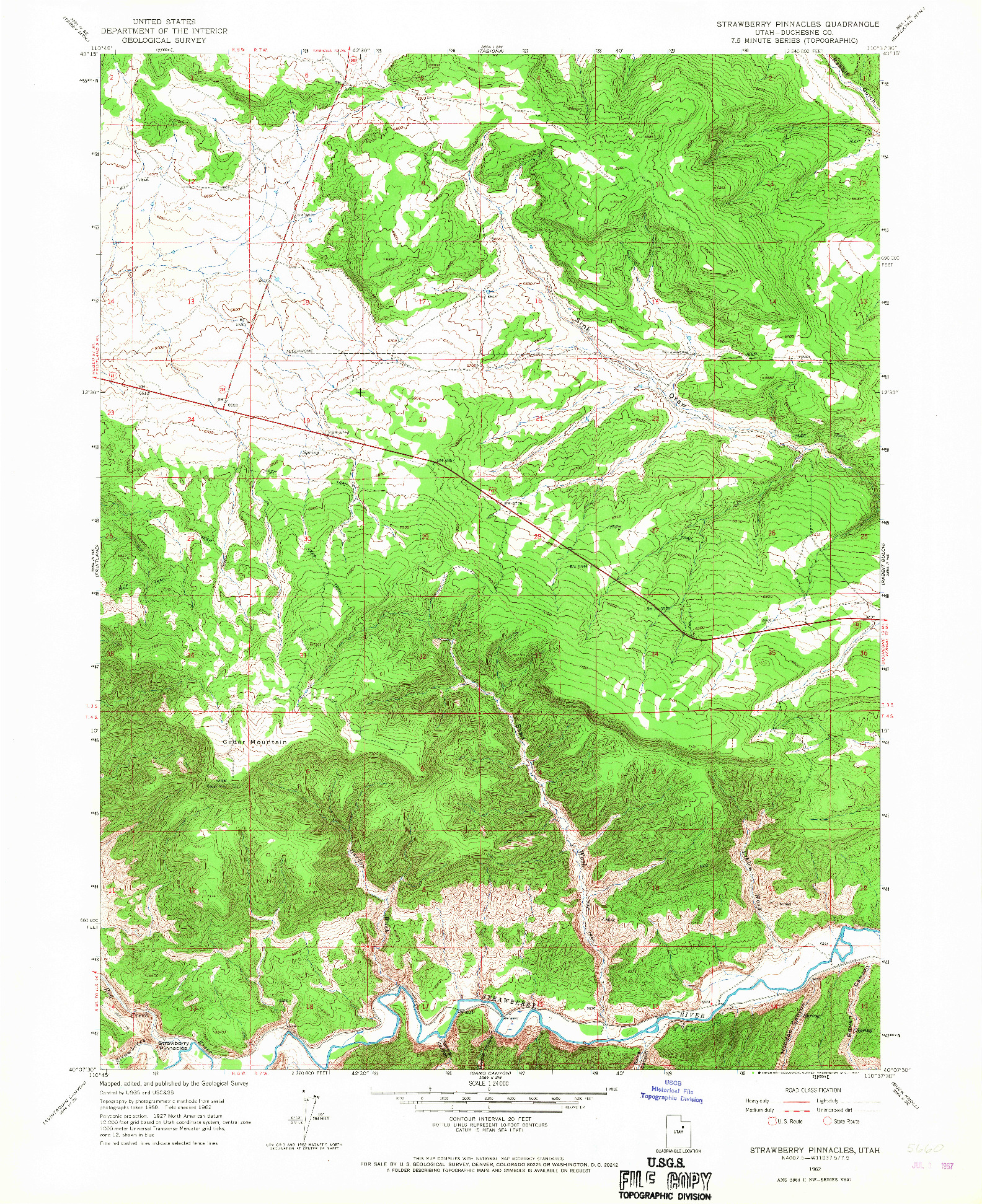 USGS 1:24000-SCALE QUADRANGLE FOR STRAWBERRY PINNACLES, UT 1962