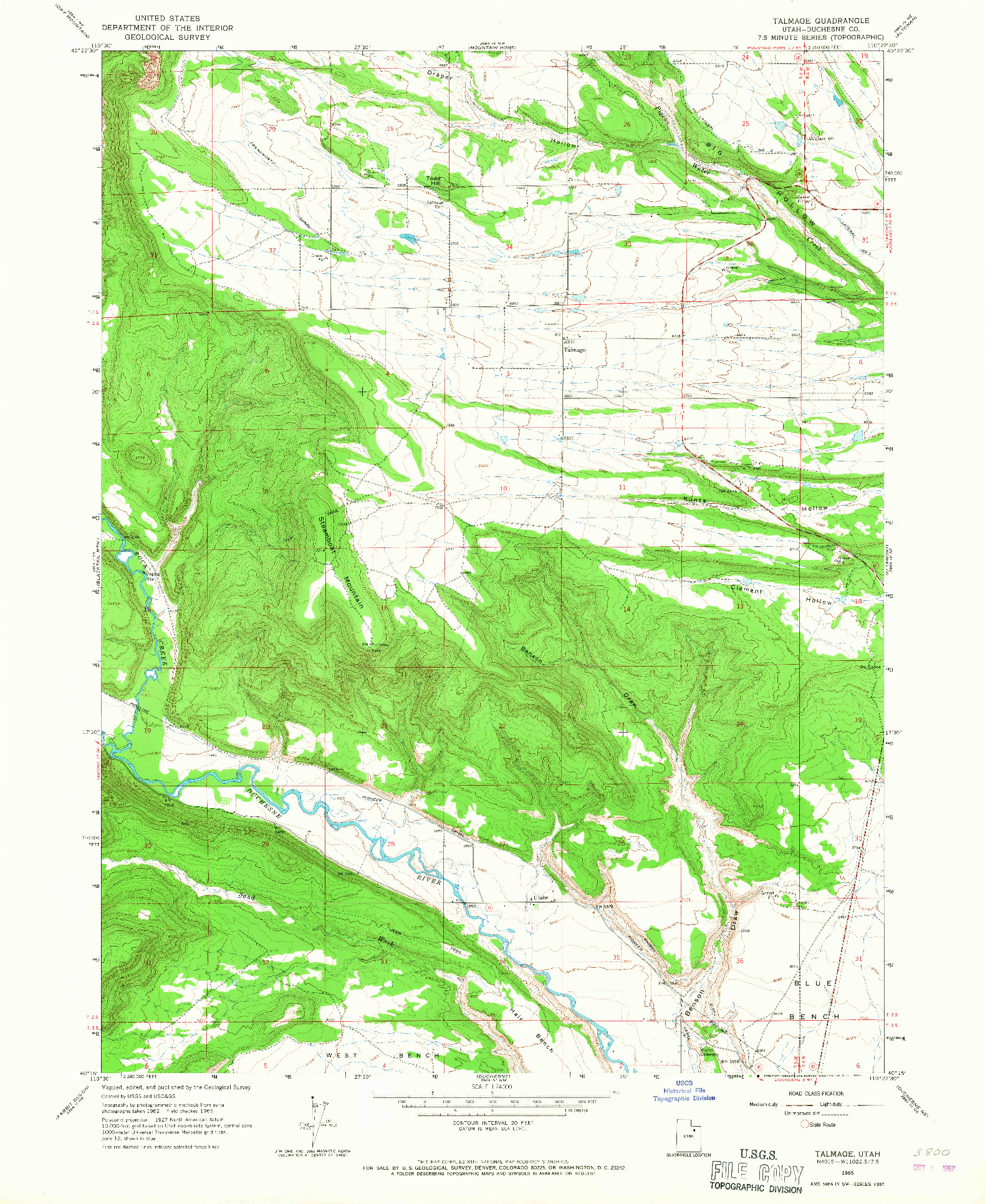 USGS 1:24000-SCALE QUADRANGLE FOR TALMAGE, UT 1965