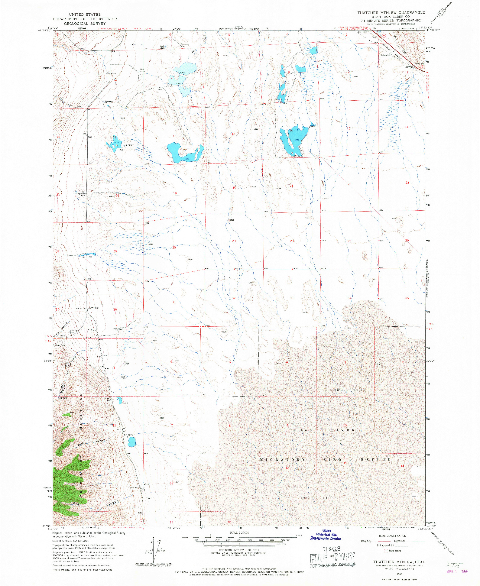 USGS 1:24000-SCALE QUADRANGLE FOR THATCHER MOUNTAIN SW, UT 1966
