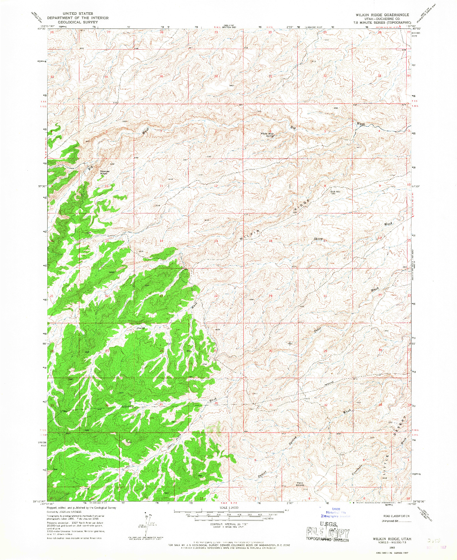USGS 1:24000-SCALE QUADRANGLE FOR WILKIN RIDGE, UT 1965