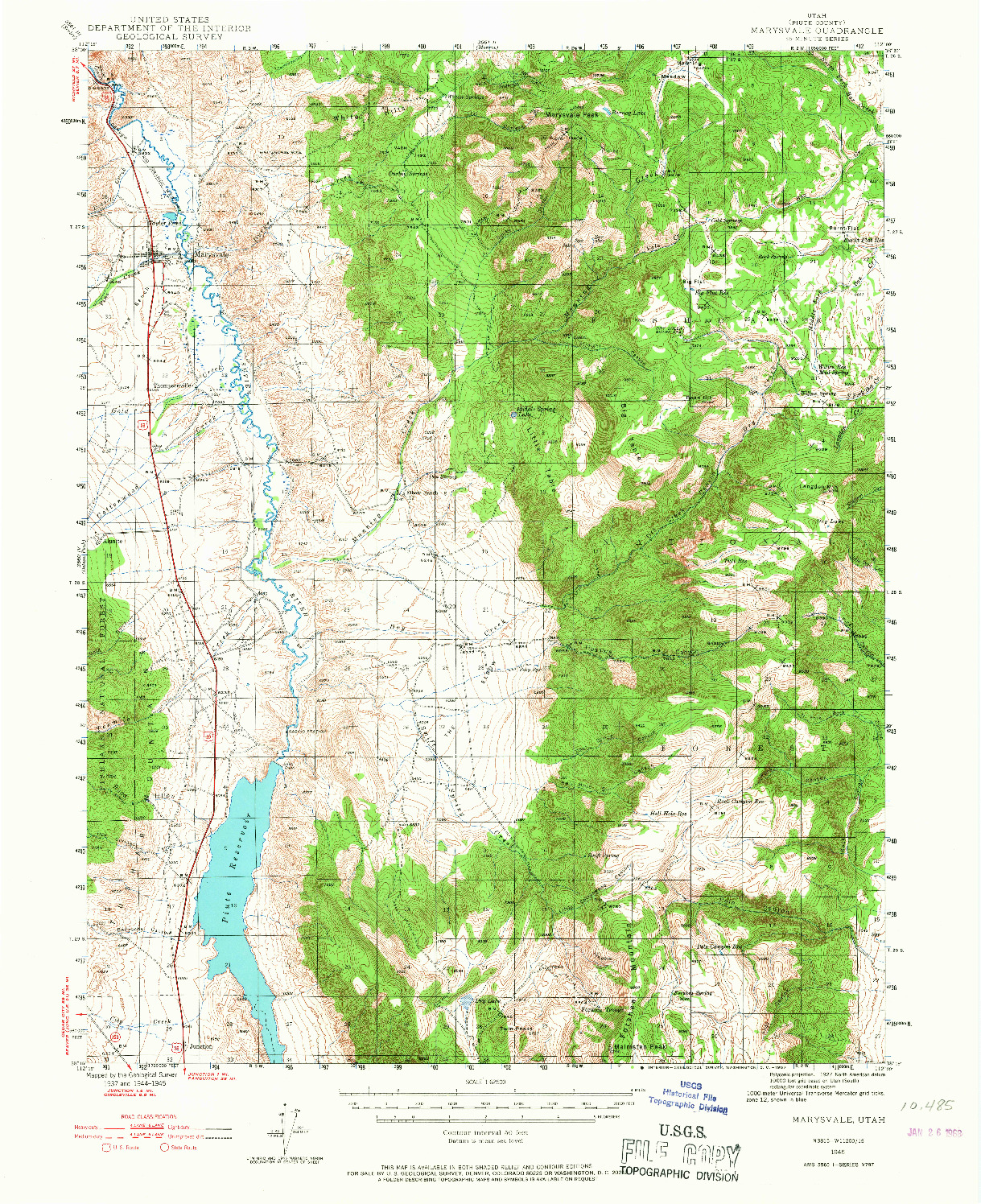 USGS 1:62500-SCALE QUADRANGLE FOR MARYSVALE, UT 1945