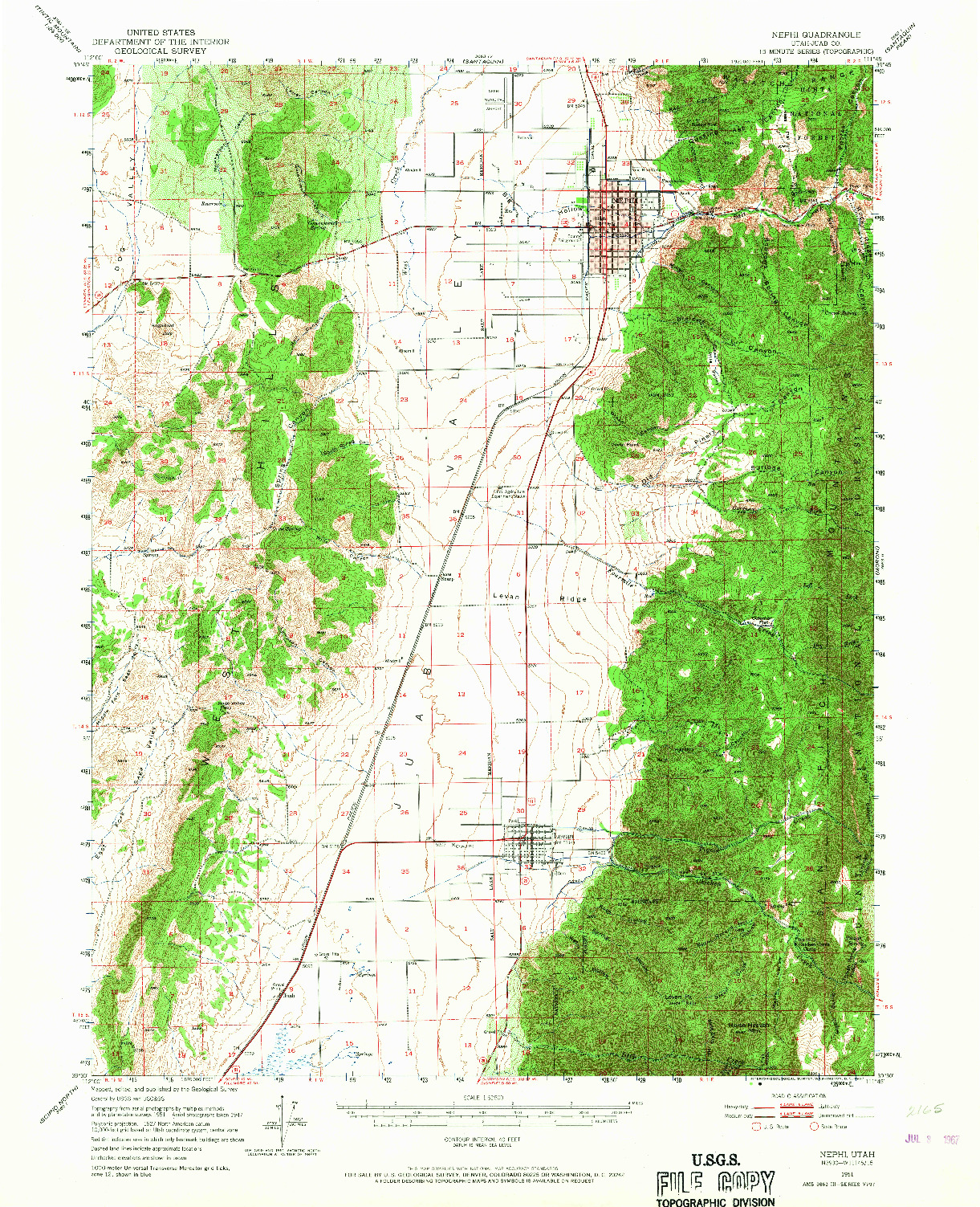 USGS 1:62500-SCALE QUADRANGLE FOR NEPHI, UT 1951