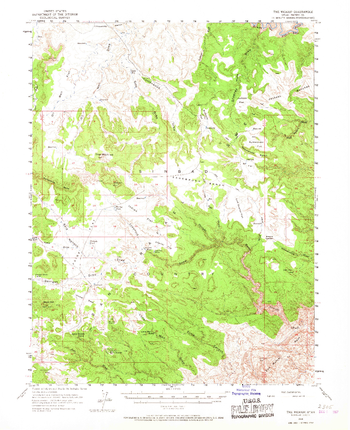 USGS 1:62500-SCALE QUADRANGLE FOR THE WICKIUP, UT 1954