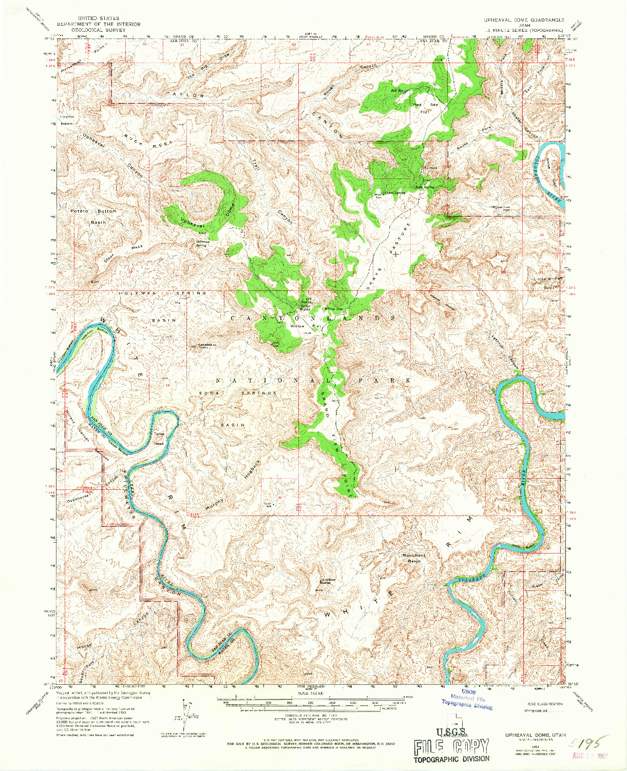 USGS 1:62500-SCALE QUADRANGLE FOR UPHEAVAL DOME, UT 1951