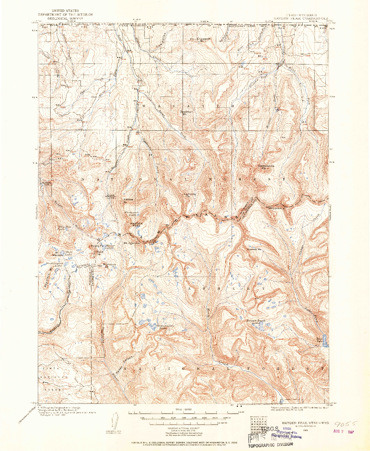 USGS 1:125000-SCALE QUADRANGLE FOR HAYDEN PEAK, UT 1901