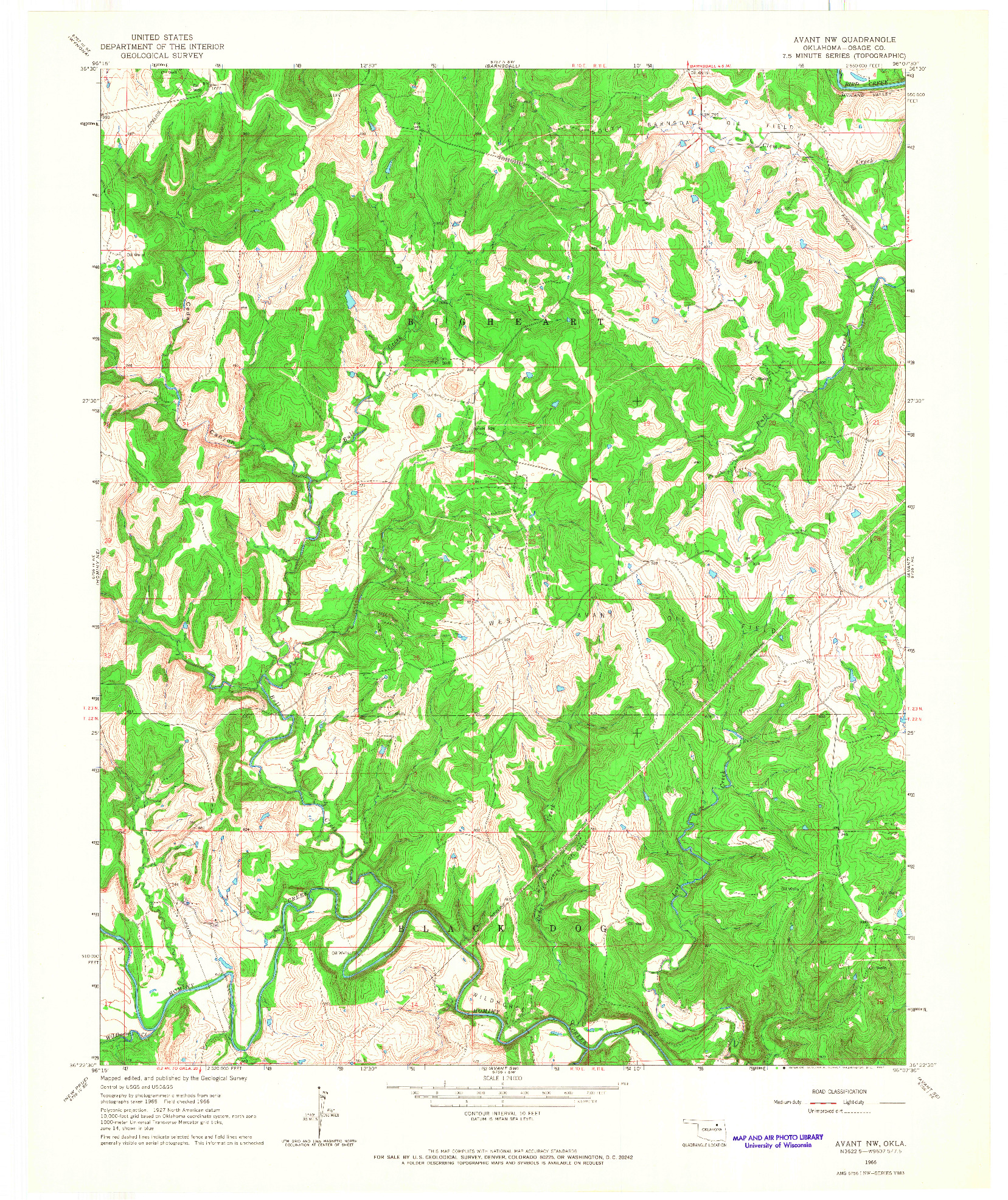 USGS 1:24000-SCALE QUADRANGLE FOR AVANT NW, OK 1966