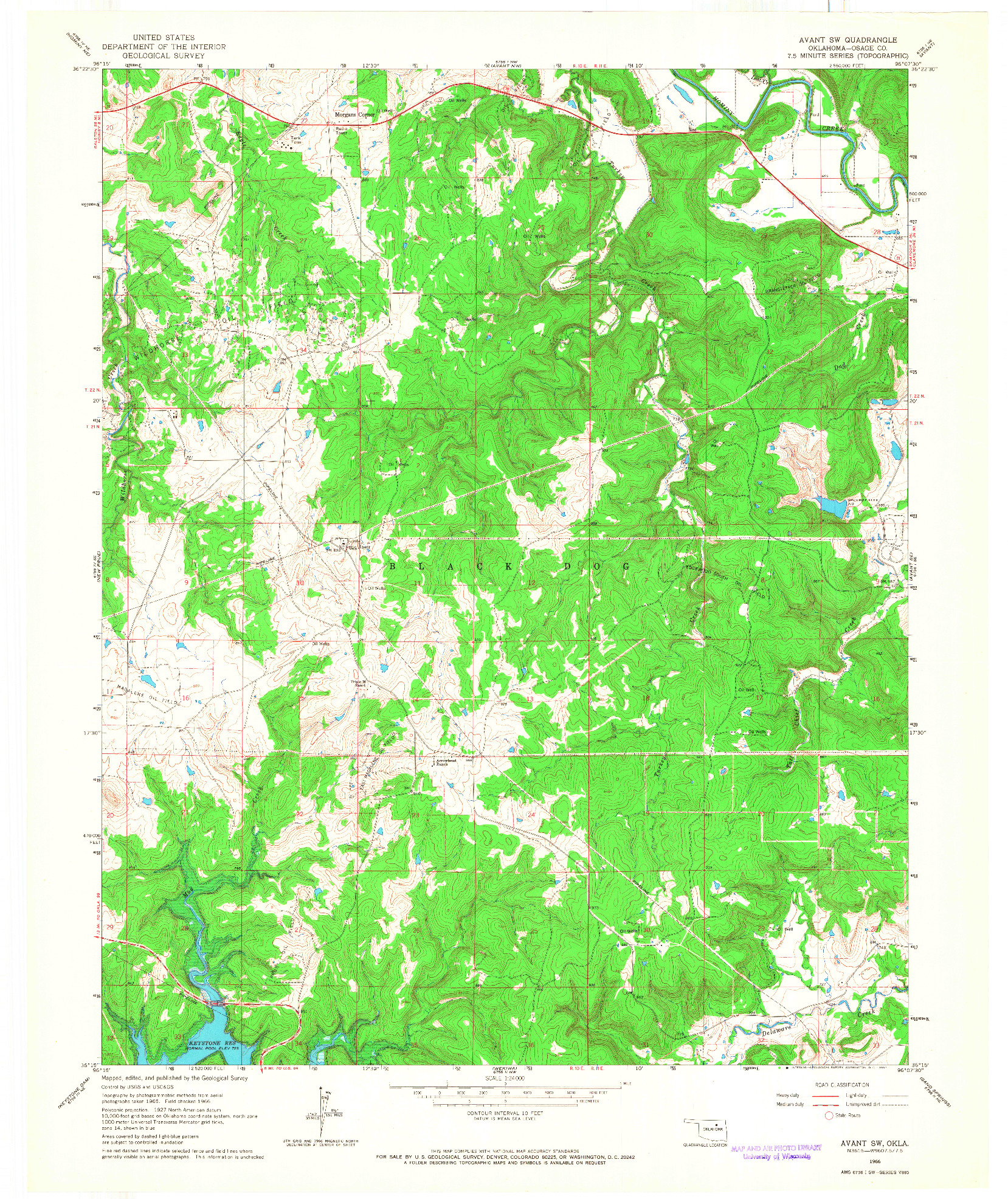 USGS 1:24000-SCALE QUADRANGLE FOR AVANT SW, OK 1966
