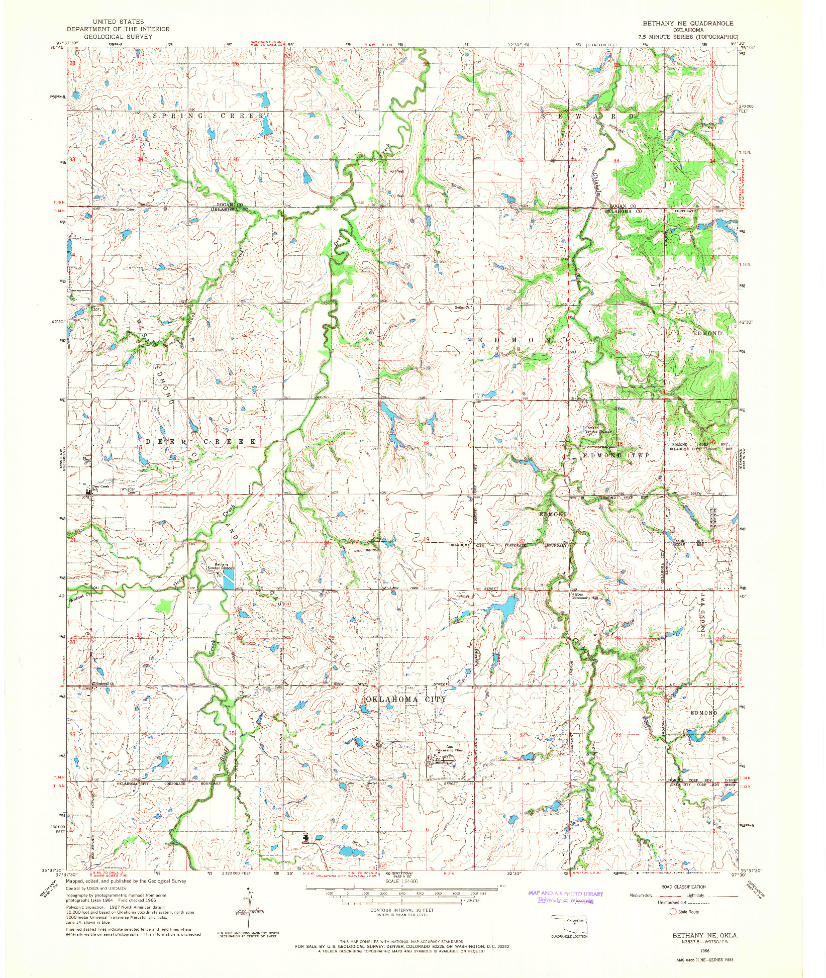 USGS 1:24000-SCALE QUADRANGLE FOR BETHANY NE, OK 1966