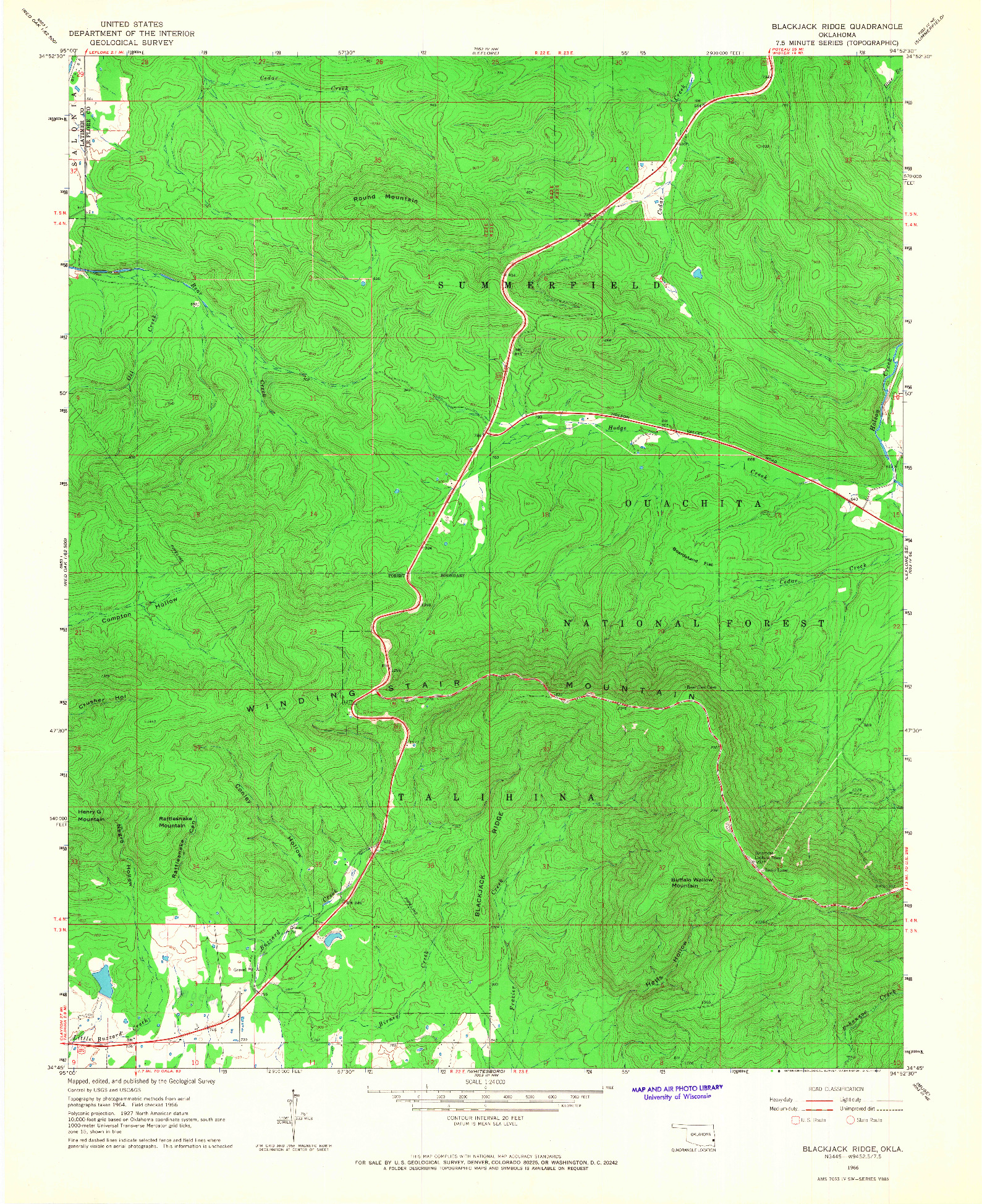 USGS 1:24000-SCALE QUADRANGLE FOR BLACKJACK RIDGE, OK 1966