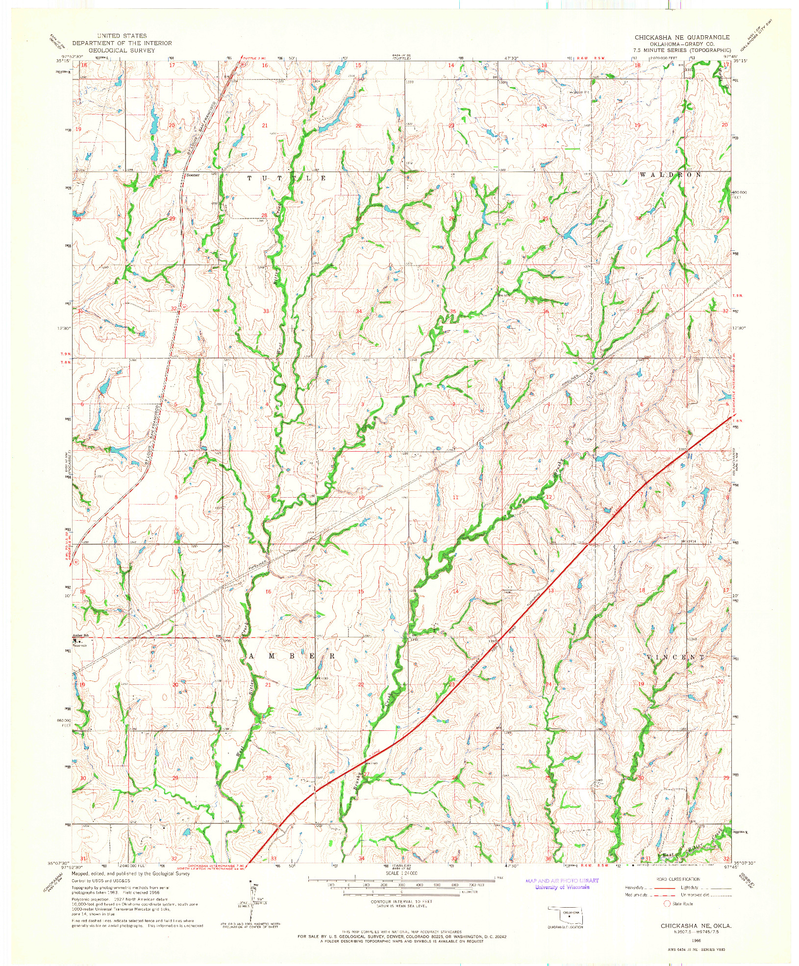 USGS 1:24000-SCALE QUADRANGLE FOR CHICKASHA NE, OK 1966