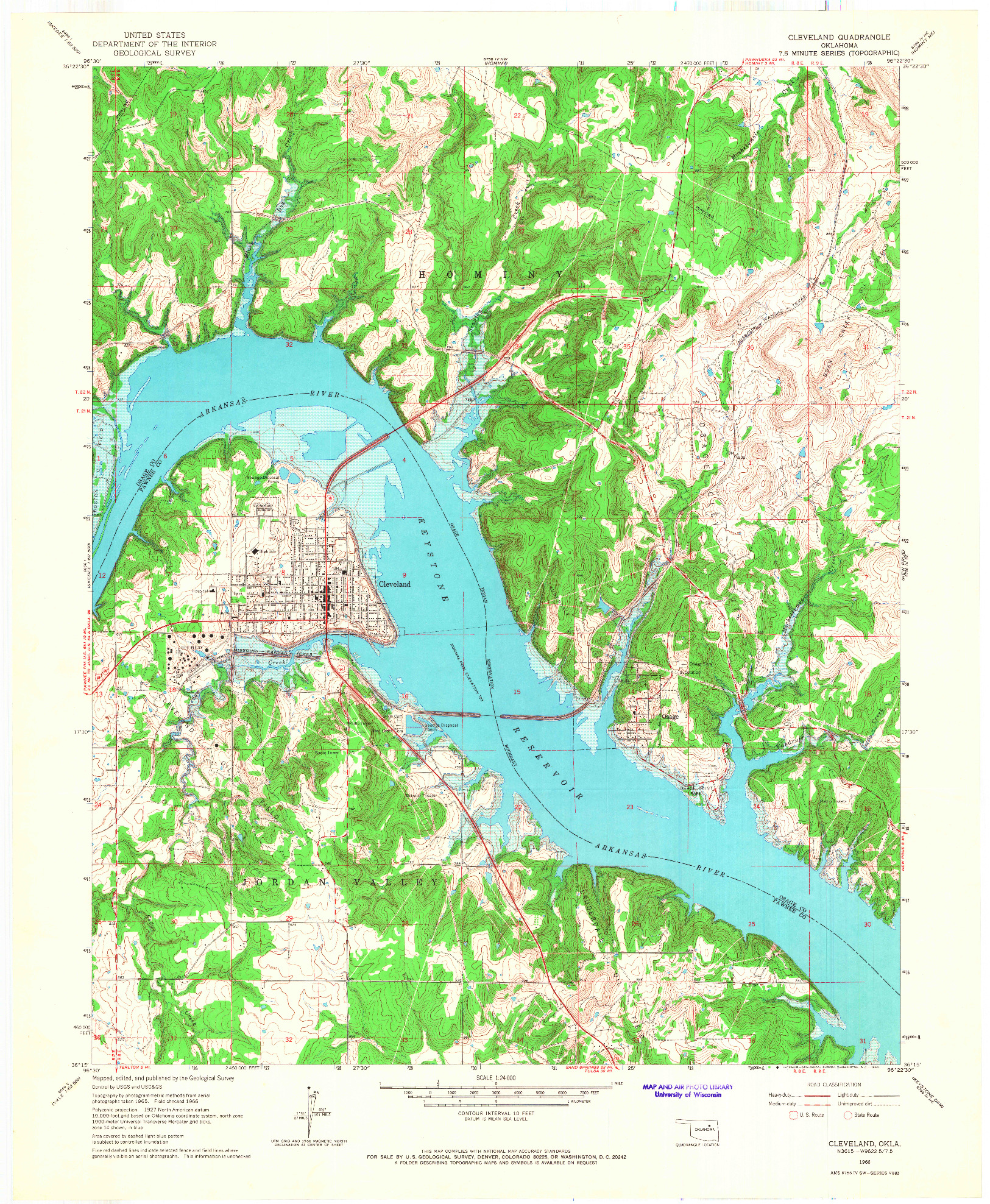 USGS 1:24000-SCALE QUADRANGLE FOR CLEVELAND, OK 1966