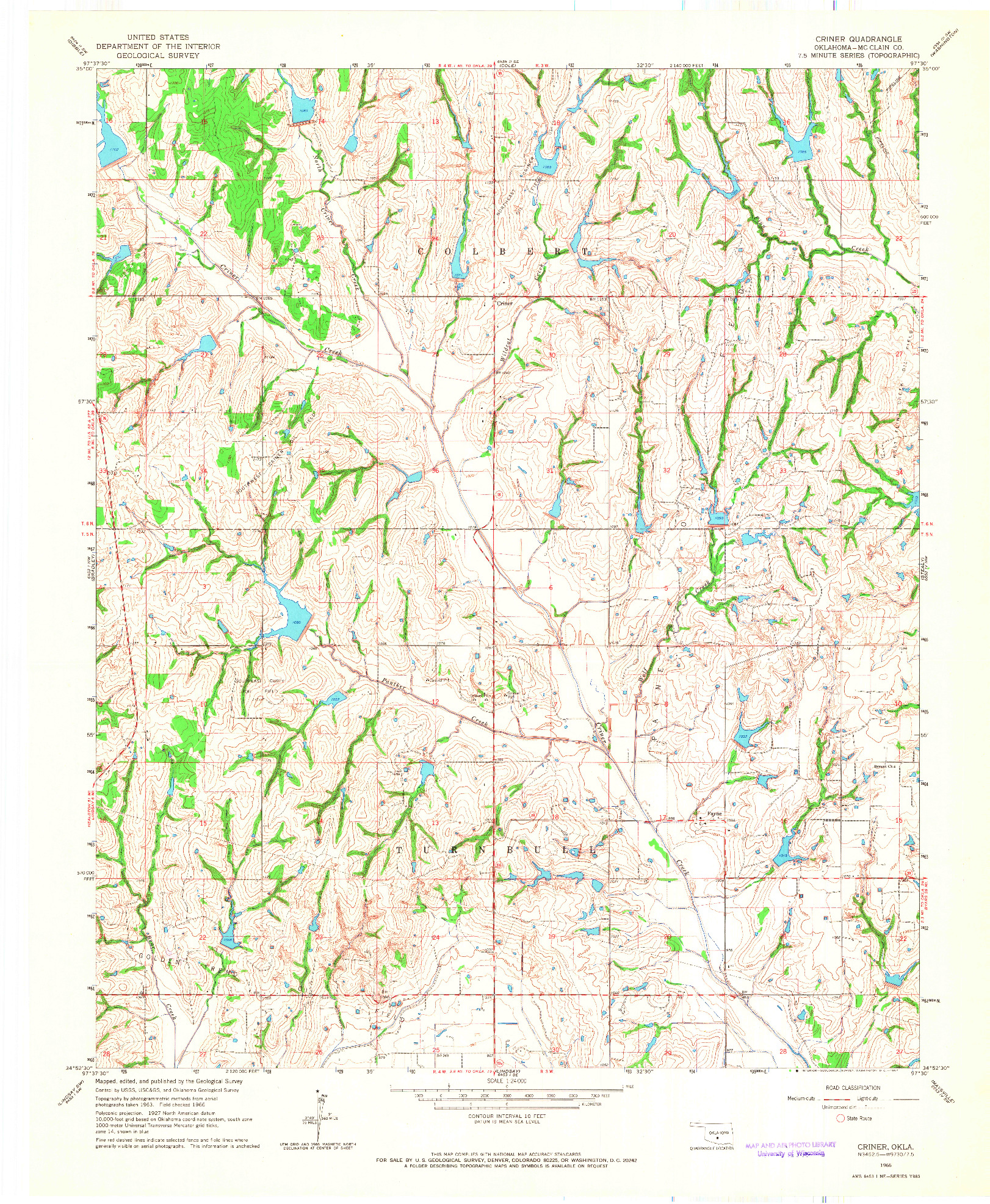 USGS 1:24000-SCALE QUADRANGLE FOR CRINER, OK 1966