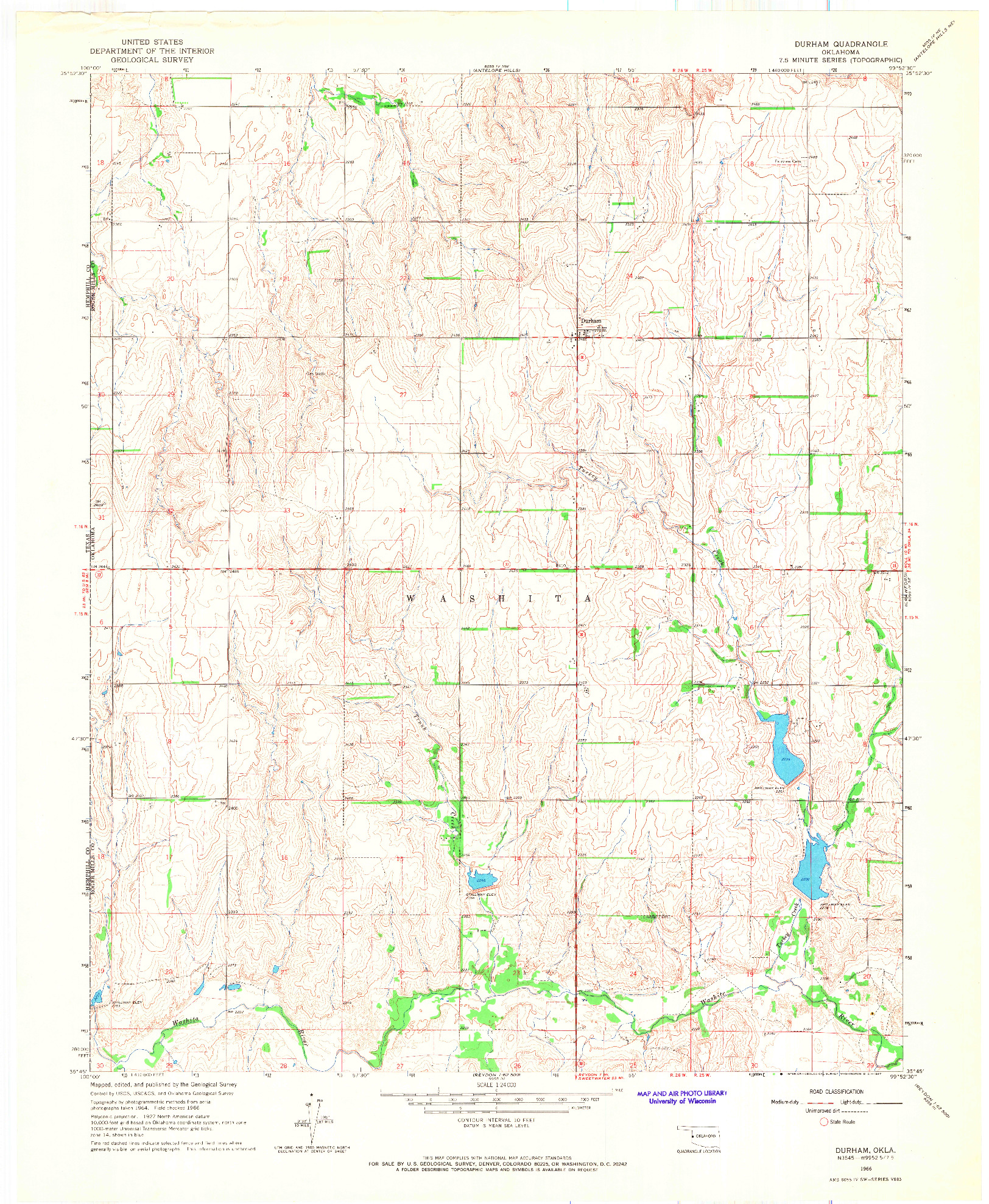 USGS 1:24000-SCALE QUADRANGLE FOR DURHAM, OK 1966