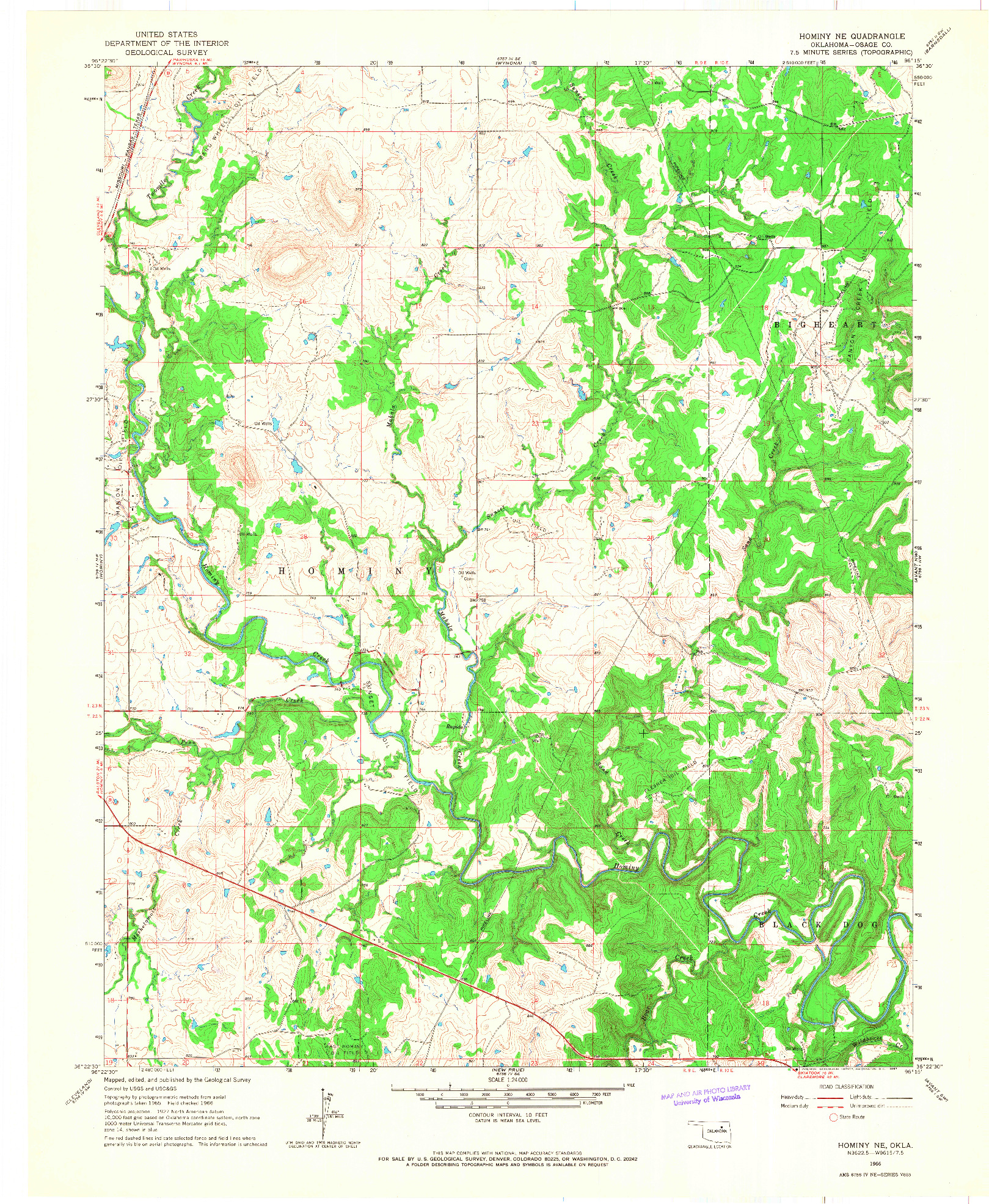 USGS 1:24000-SCALE QUADRANGLE FOR HOMINY NE, OK 1966