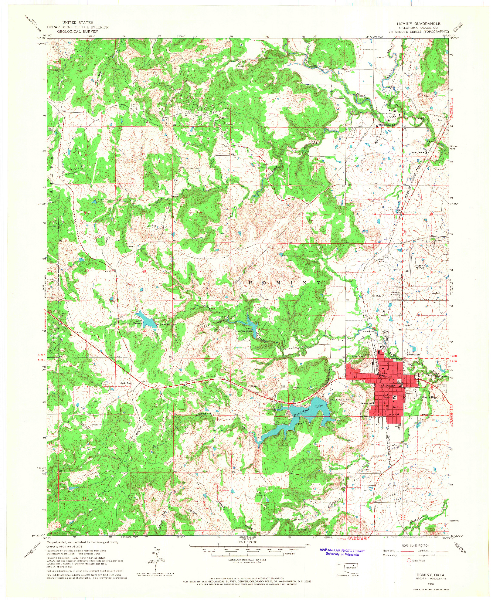 USGS 1:24000-SCALE QUADRANGLE FOR HOMINY, OK 1966