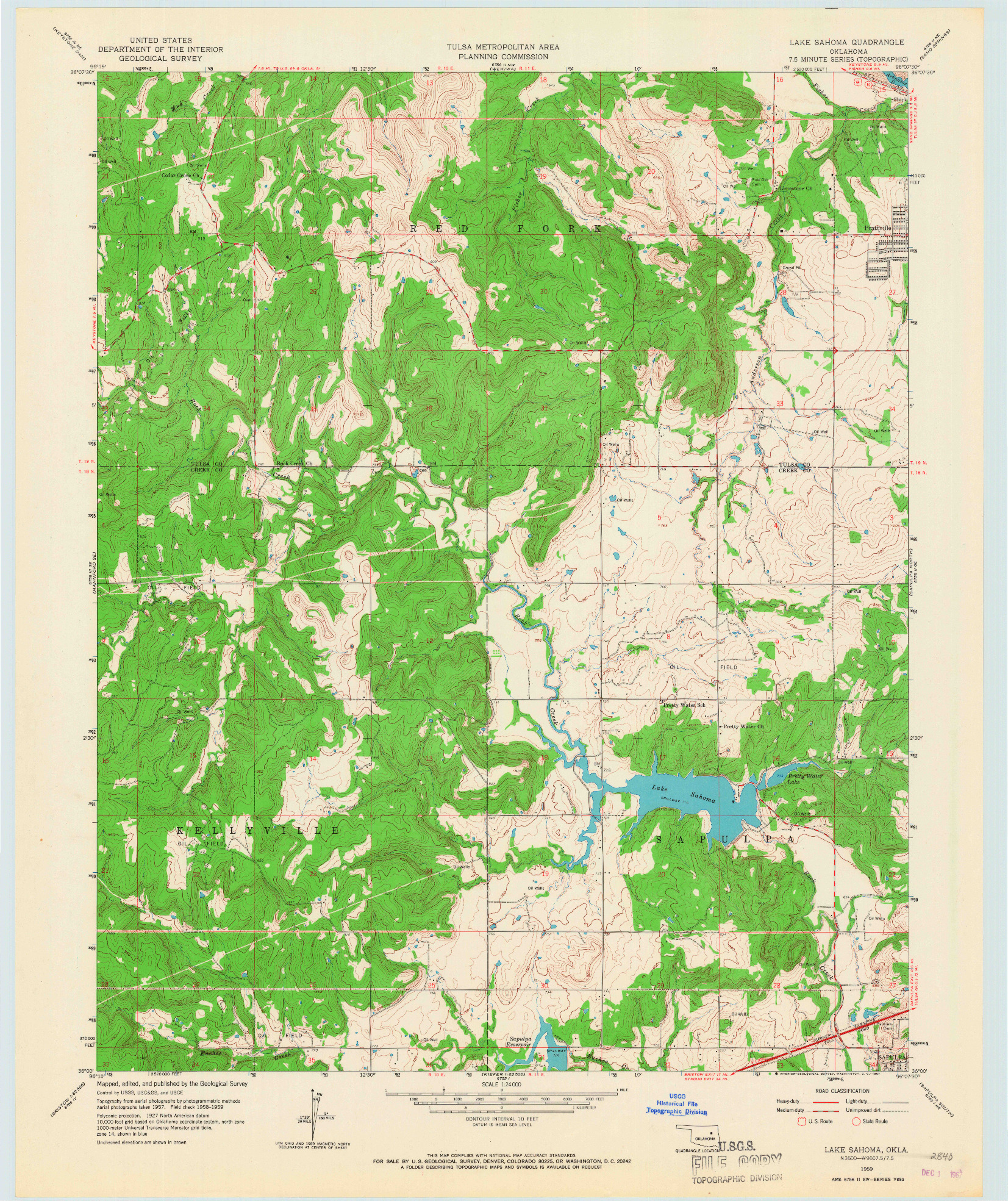 USGS 1:24000-SCALE QUADRANGLE FOR LAKE SAHOMA, OK 1959