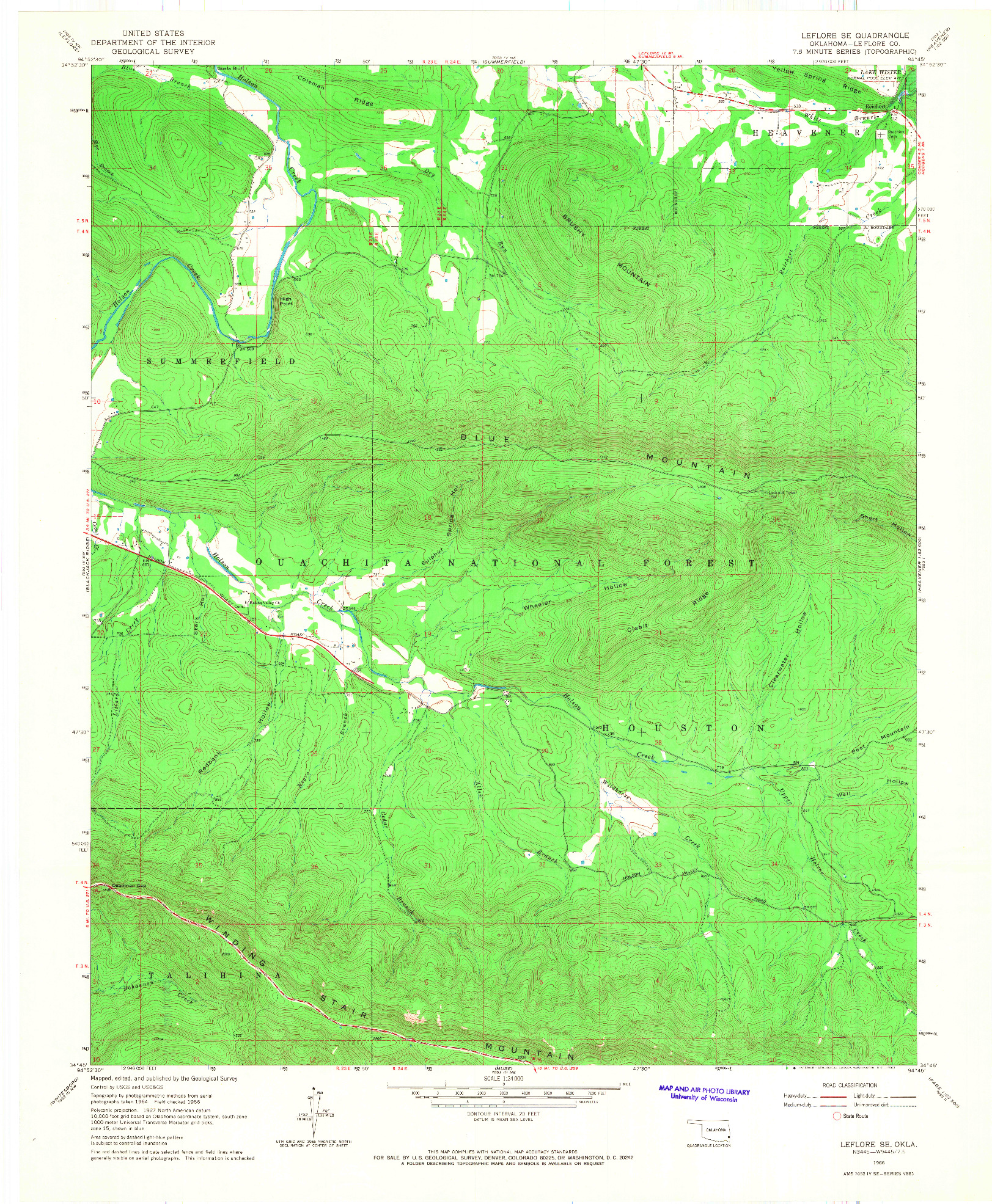 USGS 1:24000-SCALE QUADRANGLE FOR LEFLORE SE, OK 1966