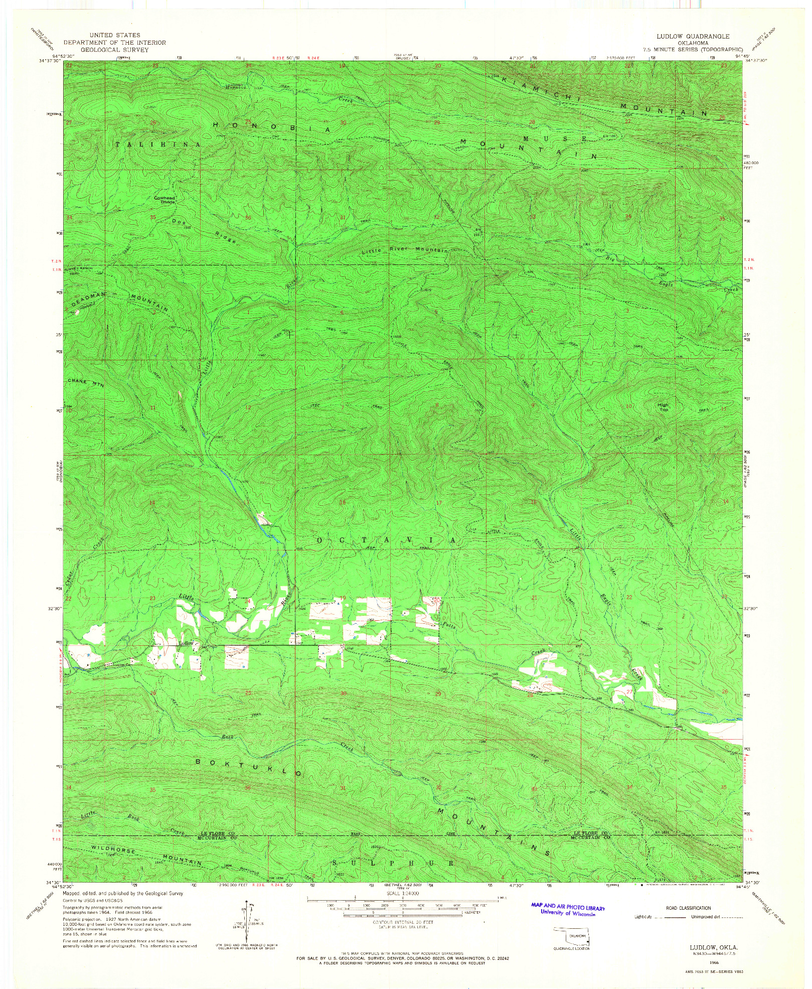 USGS 1:24000-SCALE QUADRANGLE FOR LUDLOW, OK 1966