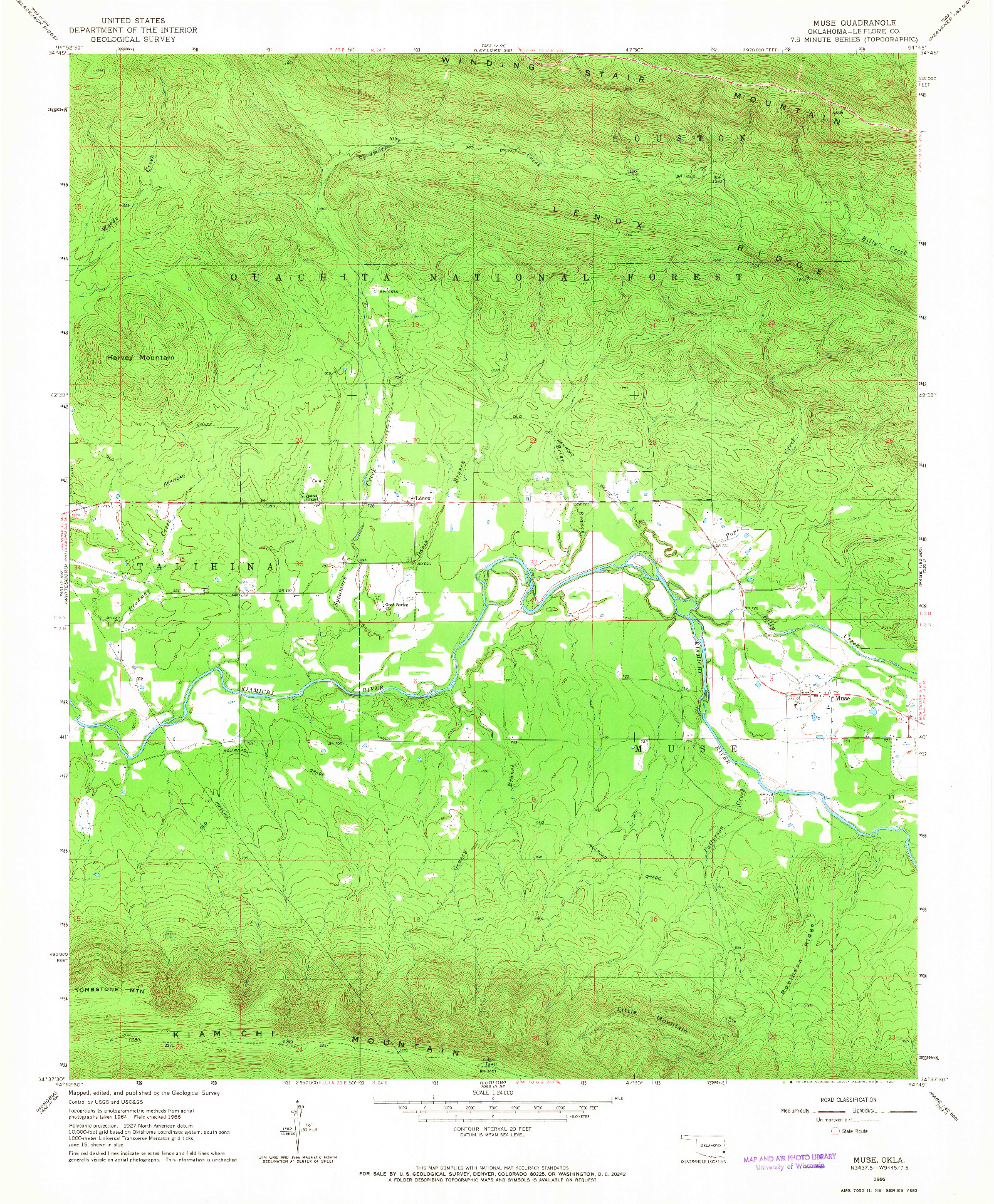 USGS 1:24000-SCALE QUADRANGLE FOR MUSE, OK 1966