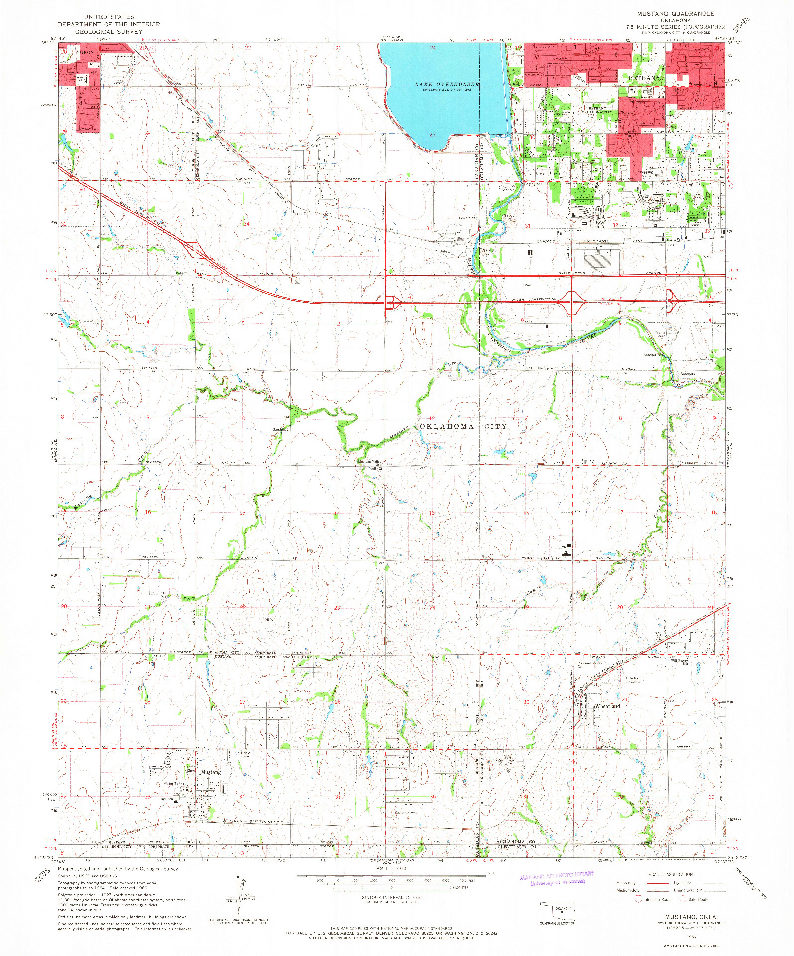 USGS 1:24000-SCALE QUADRANGLE FOR MUSTANG, OK 1966