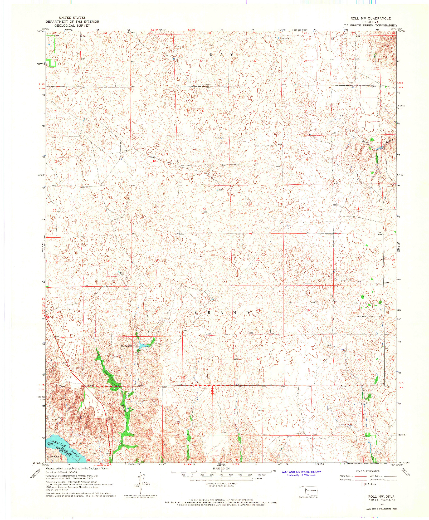 USGS 1:24000-SCALE QUADRANGLE FOR ROLL NW, OK 1965