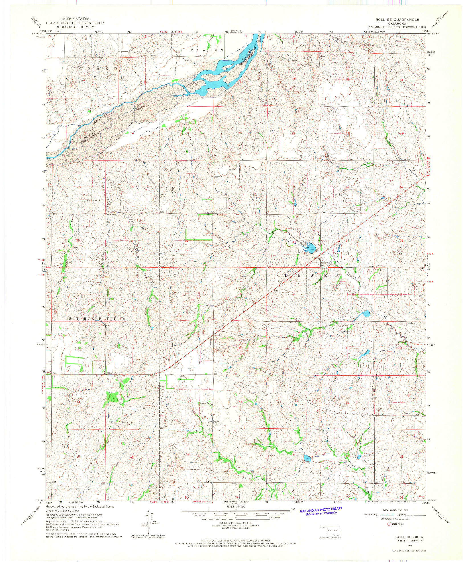 USGS 1:24000-SCALE QUADRANGLE FOR ROLL SE, OK 1966