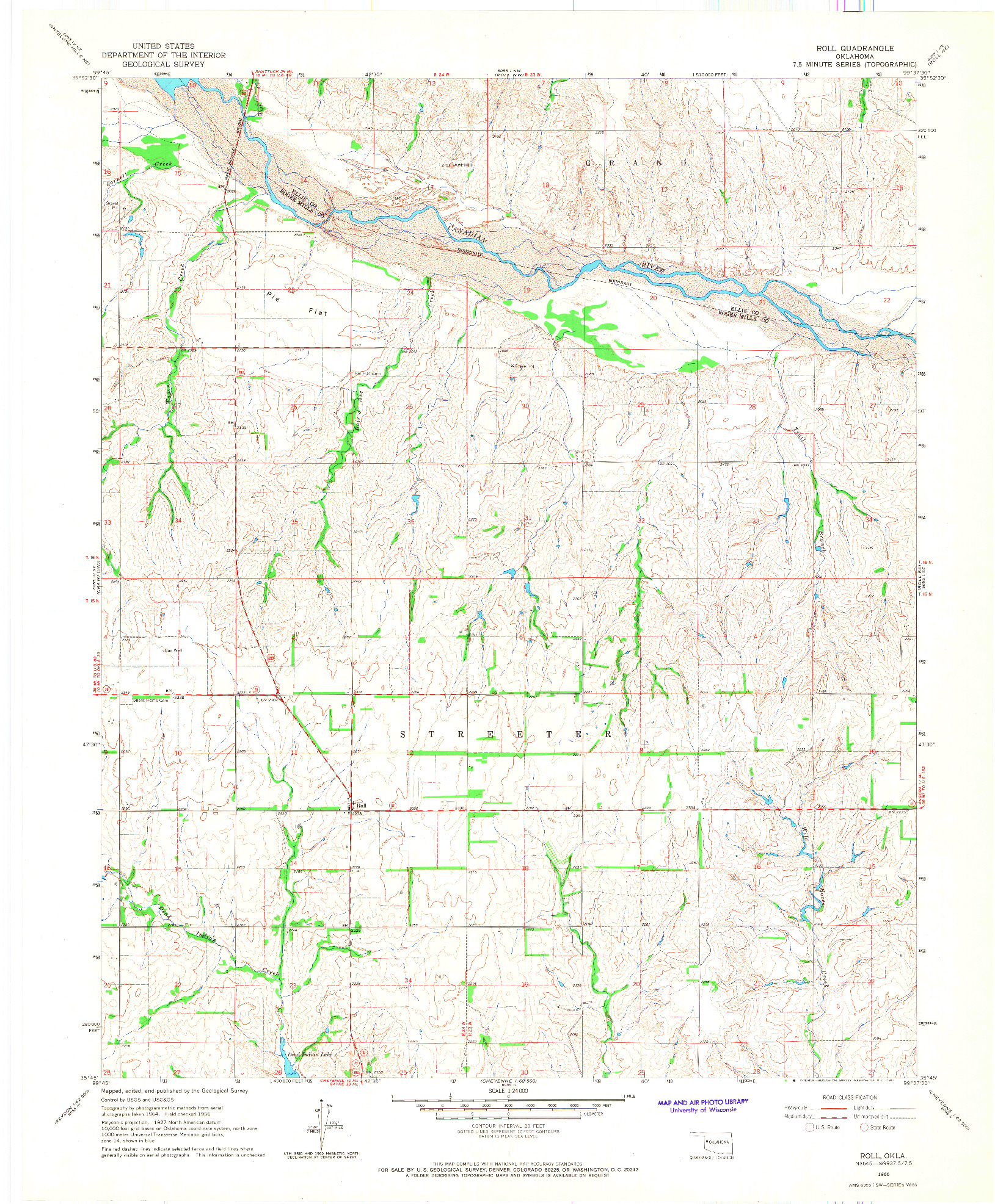 USGS 1:24000-SCALE QUADRANGLE FOR ROLL, OK 1966