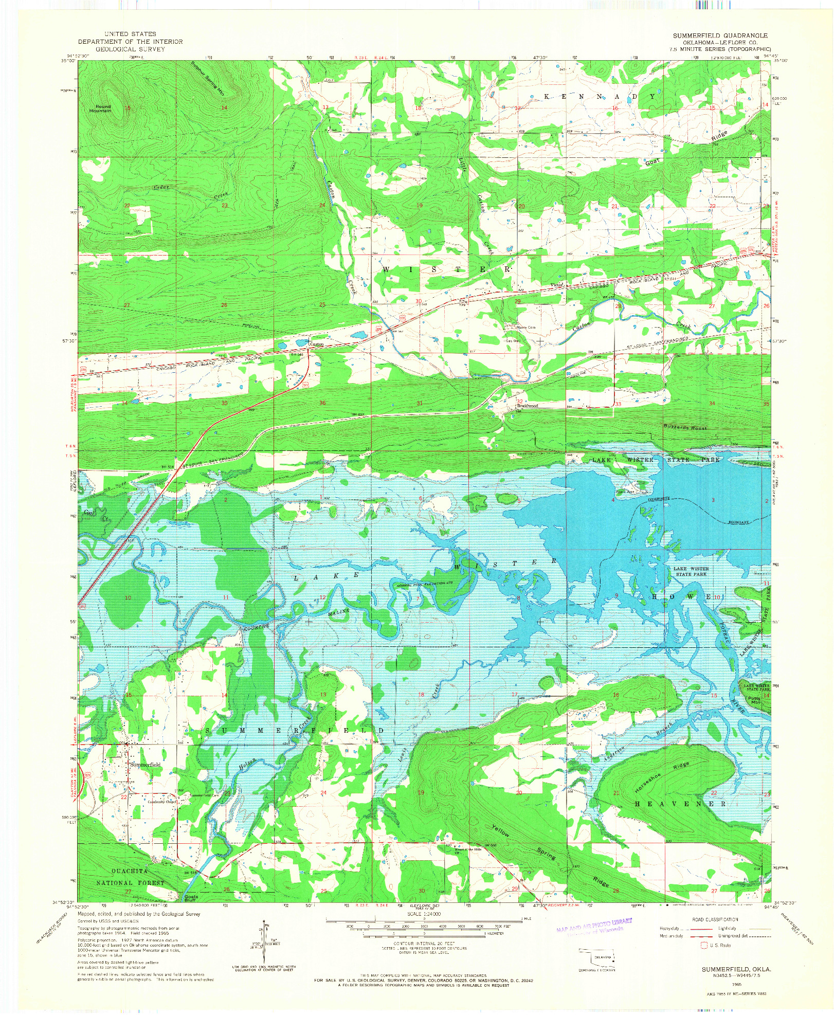 USGS 1:24000-SCALE QUADRANGLE FOR SUMMERFIELD, OK 1965