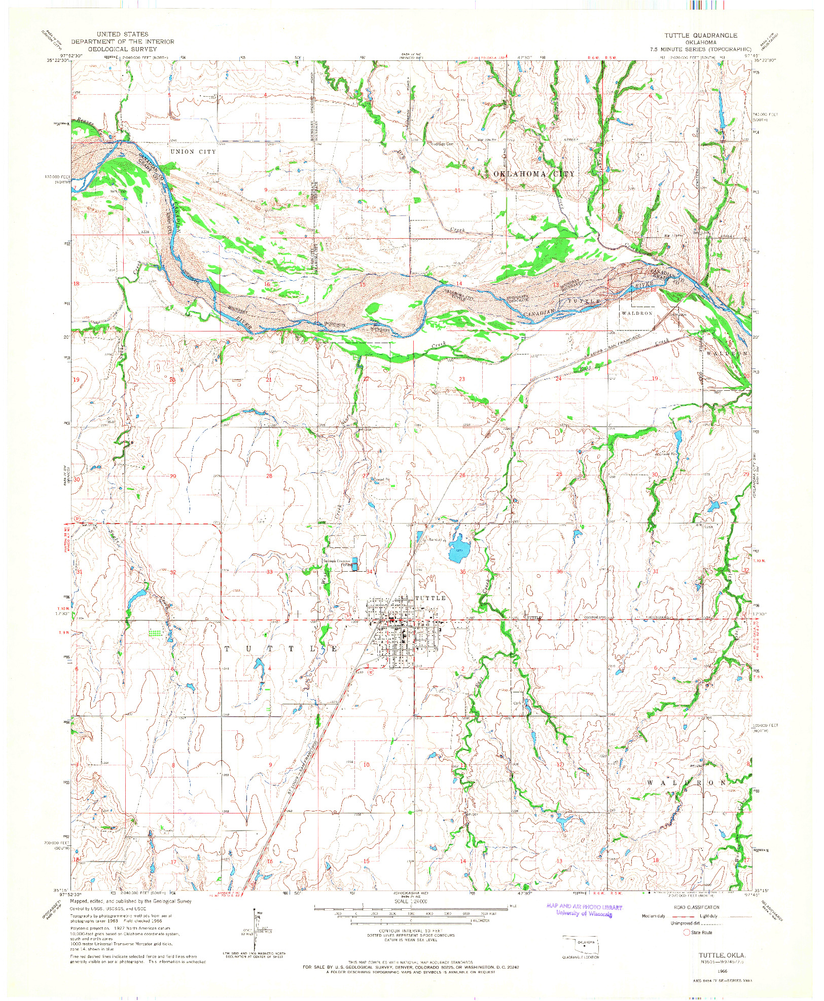USGS 1:24000-SCALE QUADRANGLE FOR TUTTLE, OK 1966