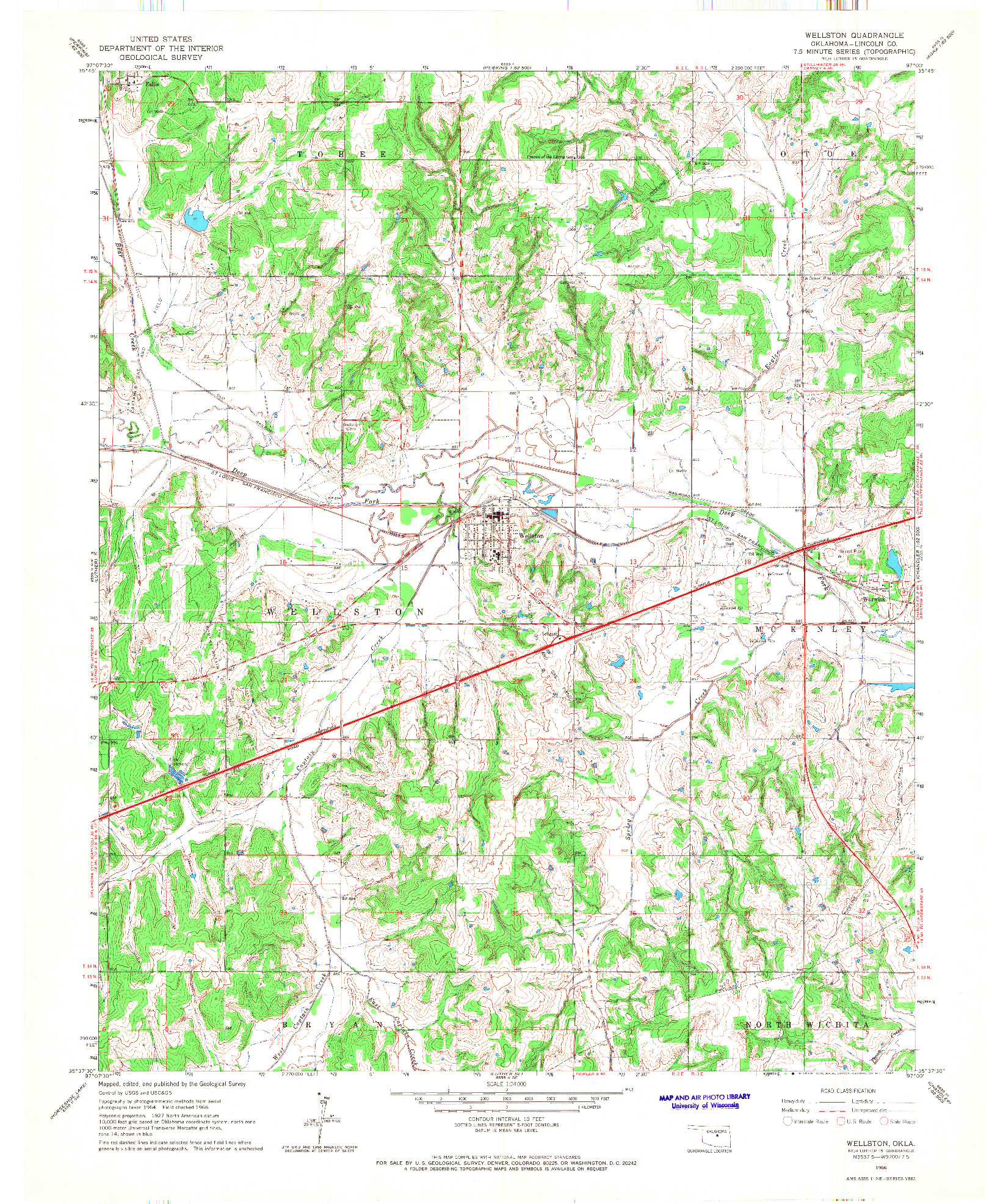USGS 1:24000-SCALE QUADRANGLE FOR WELLSTON, OK 1966