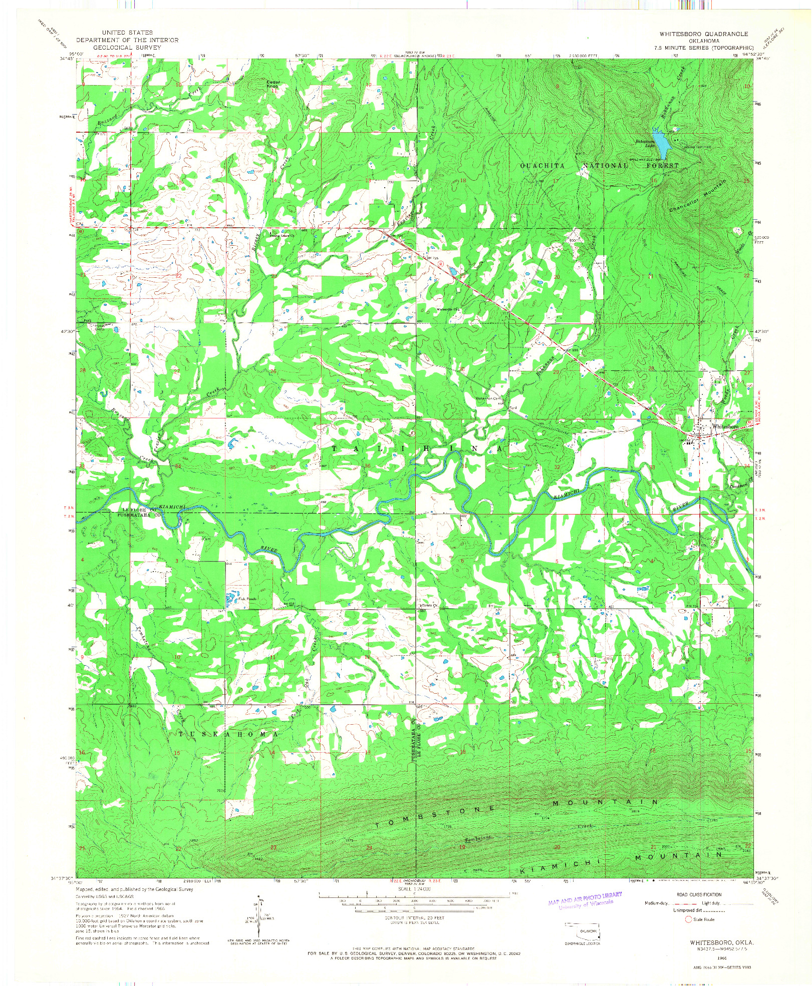 USGS 1:24000-SCALE QUADRANGLE FOR WHITESBORO, OK 1966
