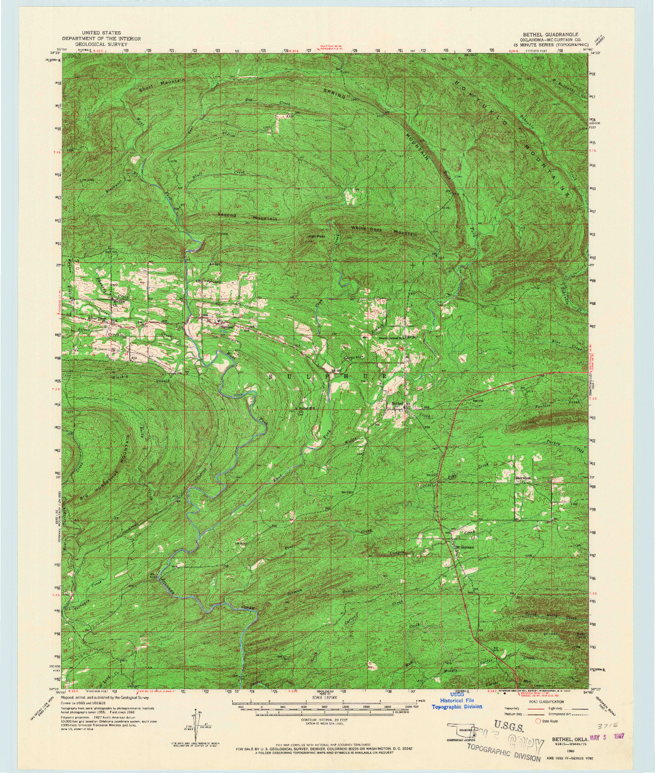 USGS 1:62500-SCALE QUADRANGLE FOR BETHEL, OK 1960